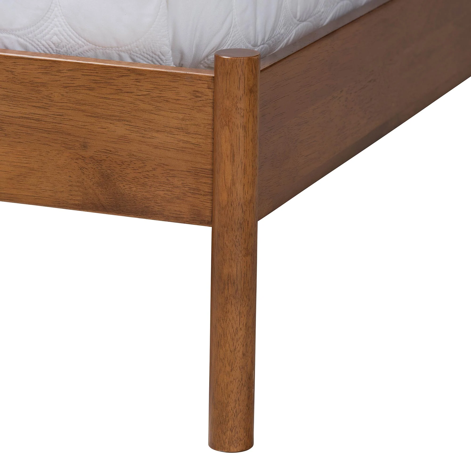 Baxton Studio Edwina Mid-Century Light Grey Boucle Fabric and Walnut Brown Wood Queen Size Platform Bed - Image 8