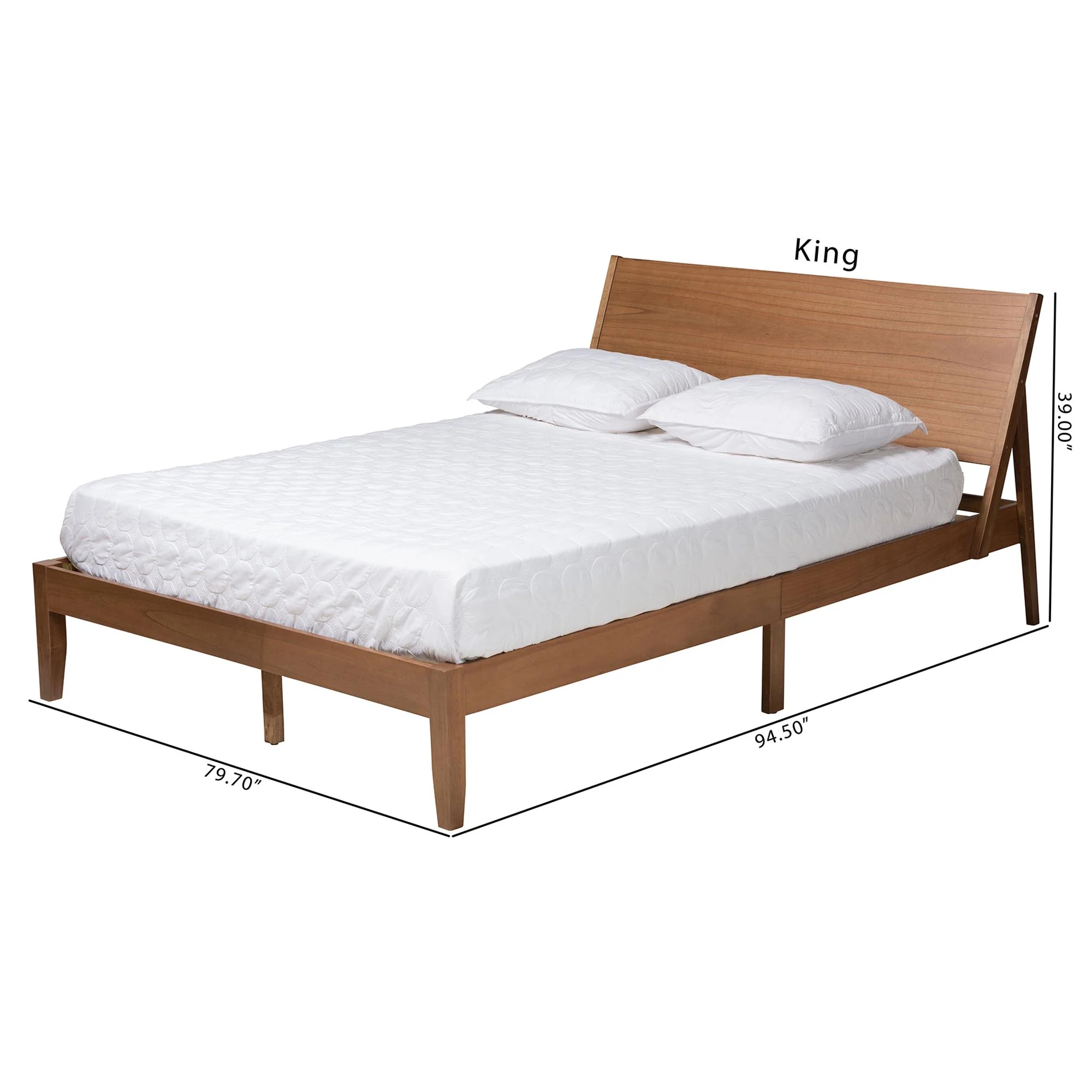Baxton Studio Eileen Mid-Century Transitional Walnut Brown Finished Wood King Size Platform Bed - Image 4