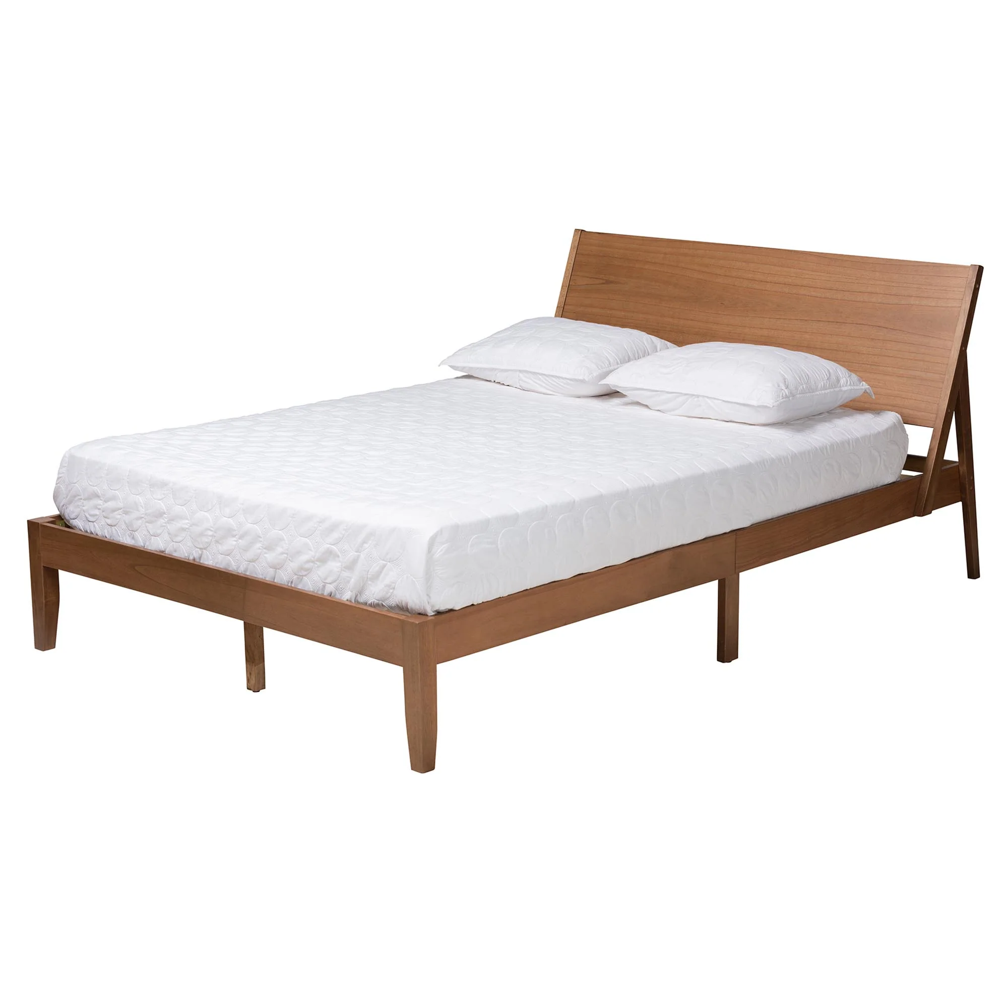 Baxton Studio Eileen Mid-Century Transitional Walnut Brown Finished Wood Queen Size Platform Bed - Image 5