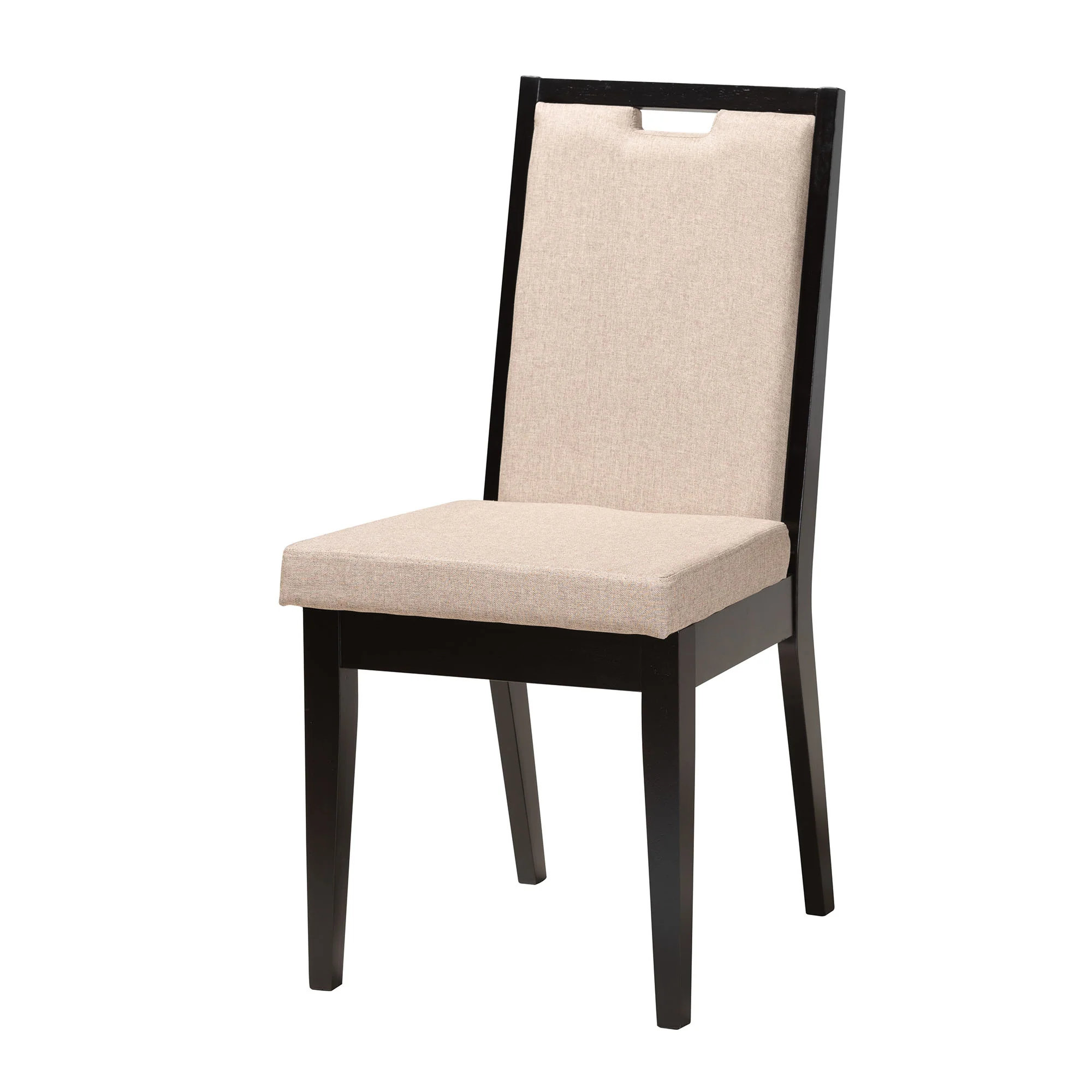 Baxton Studio Eira Modern Sand Fabric and Dark Brown Finished Wood 7-Piece Dining Set - Image 3
