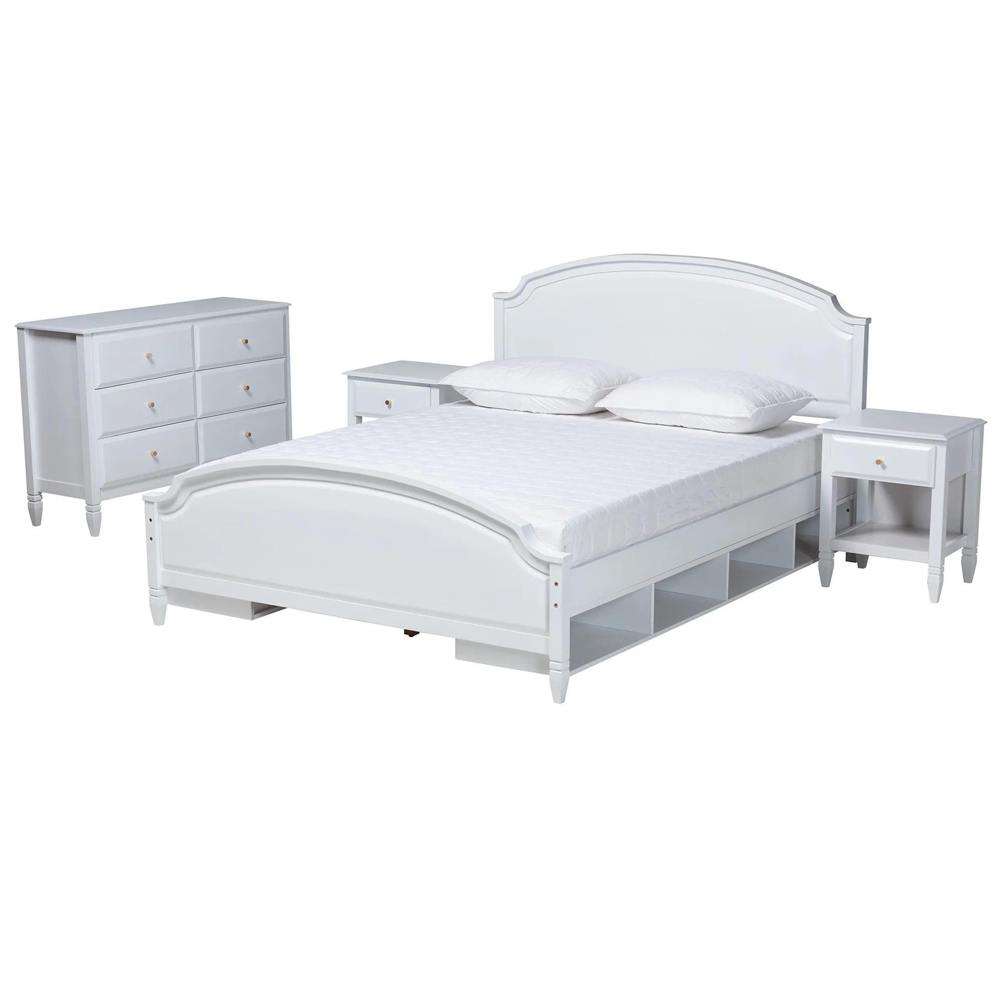 Baxton Studio Elise Classic and Transitional White Finished Wood Full Size 4-Piece Bedroom Set - Image 5