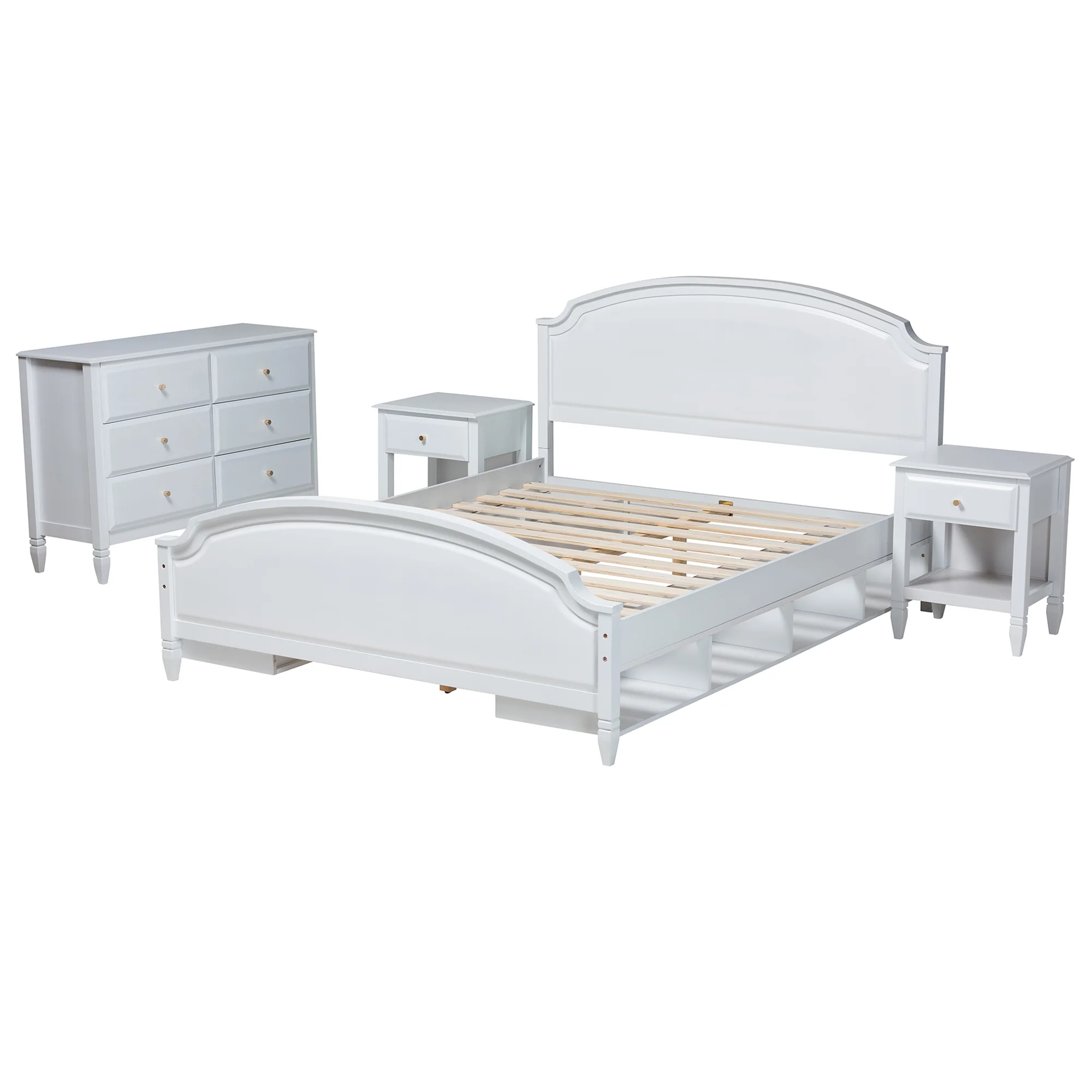 Baxton Studio Elise Classic and Transitional White Finished Wood Full Size 4-Piece Bedroom Set - Image 6