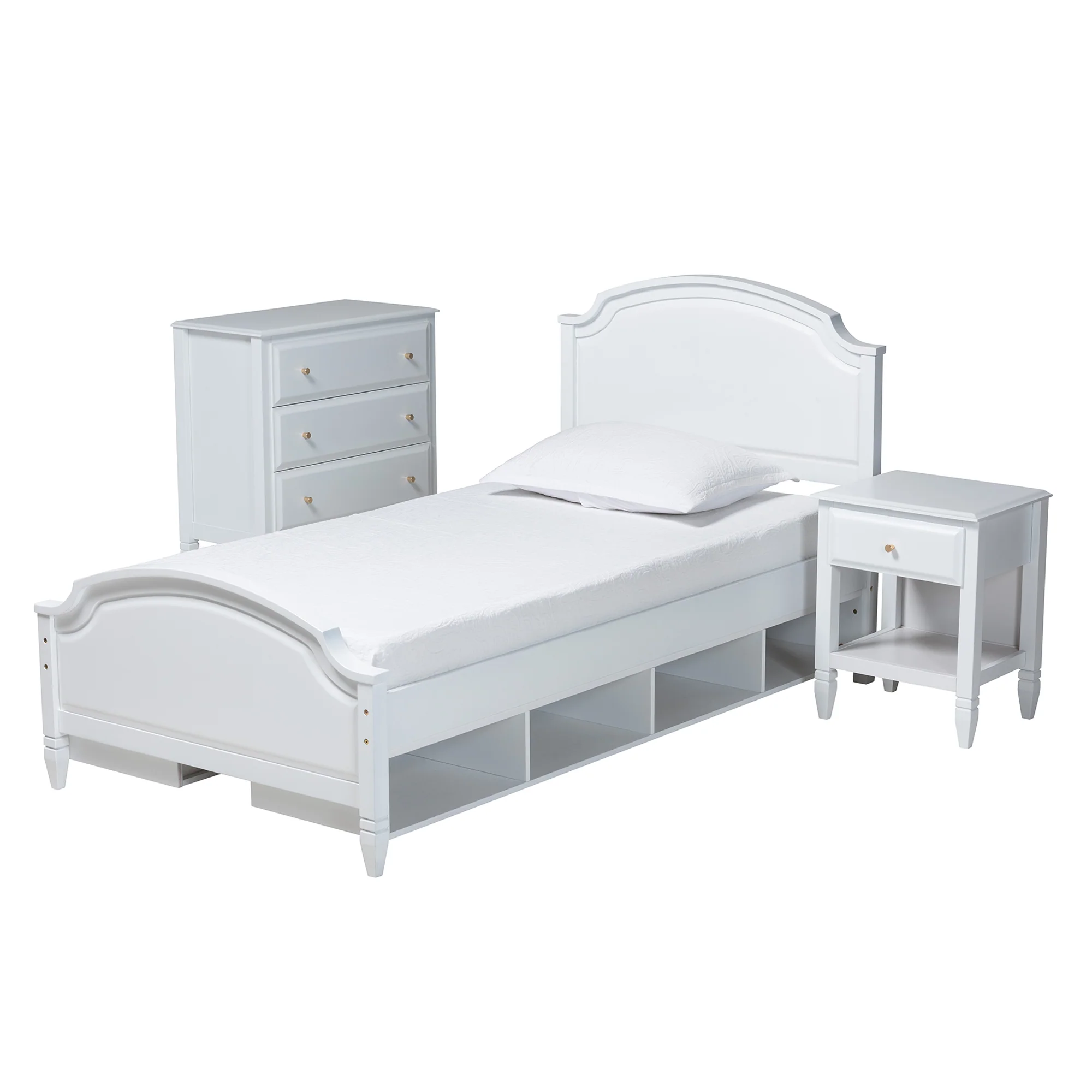 Baxton Studio Elise Classic and Transitional White Finished Wood Twin Size 3-Piece Bedroom Set - Image 5
