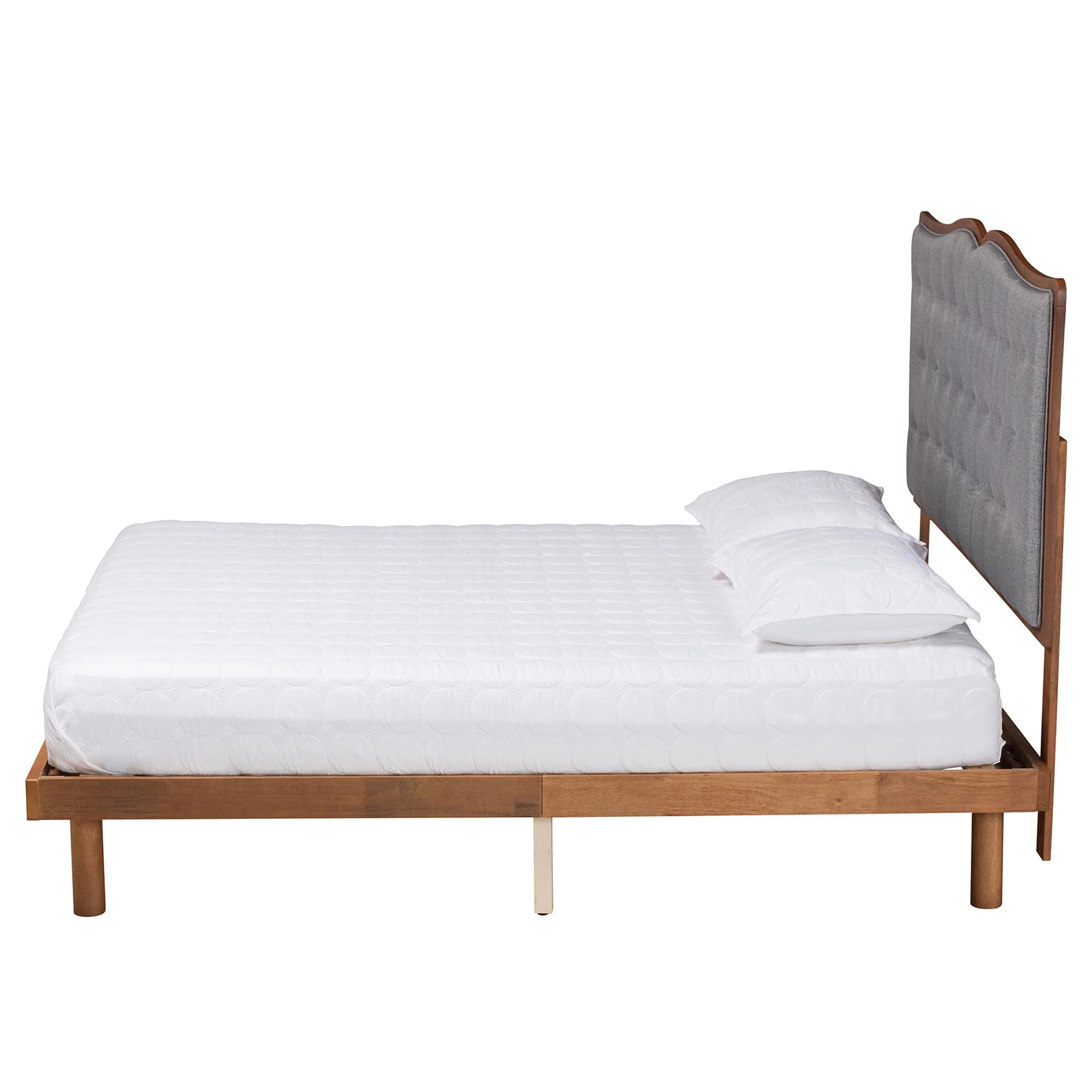 Baxton Studio Elitia Classic and Traditional Grey Fabric and Walnut Brown Finished Wood Queen Size Platform Bed - Image 3