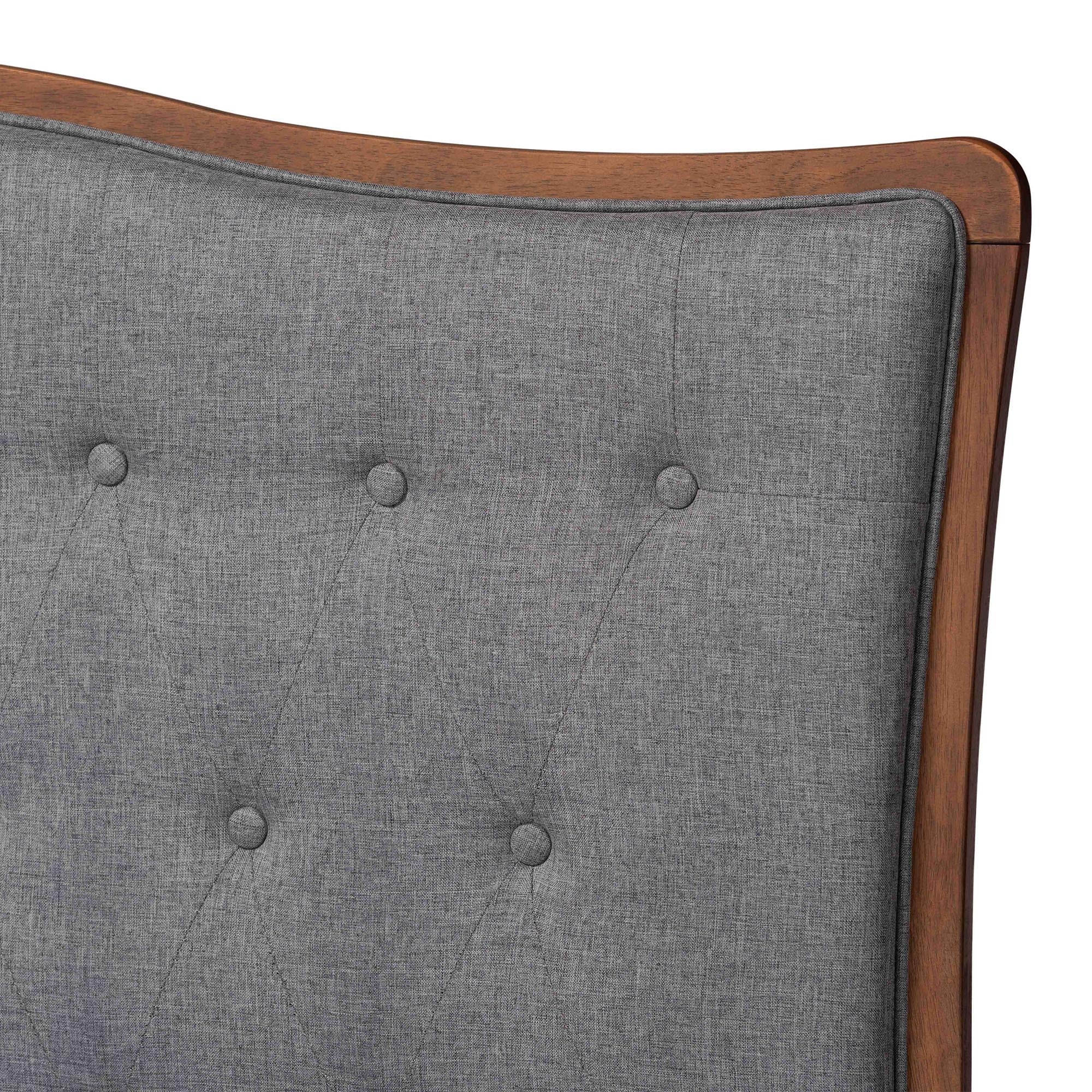 Baxton Studio Elitia Classic and Traditional Grey Fabric and Walnut Brown Finished Wood Queen Size Platform Bed - Image 5