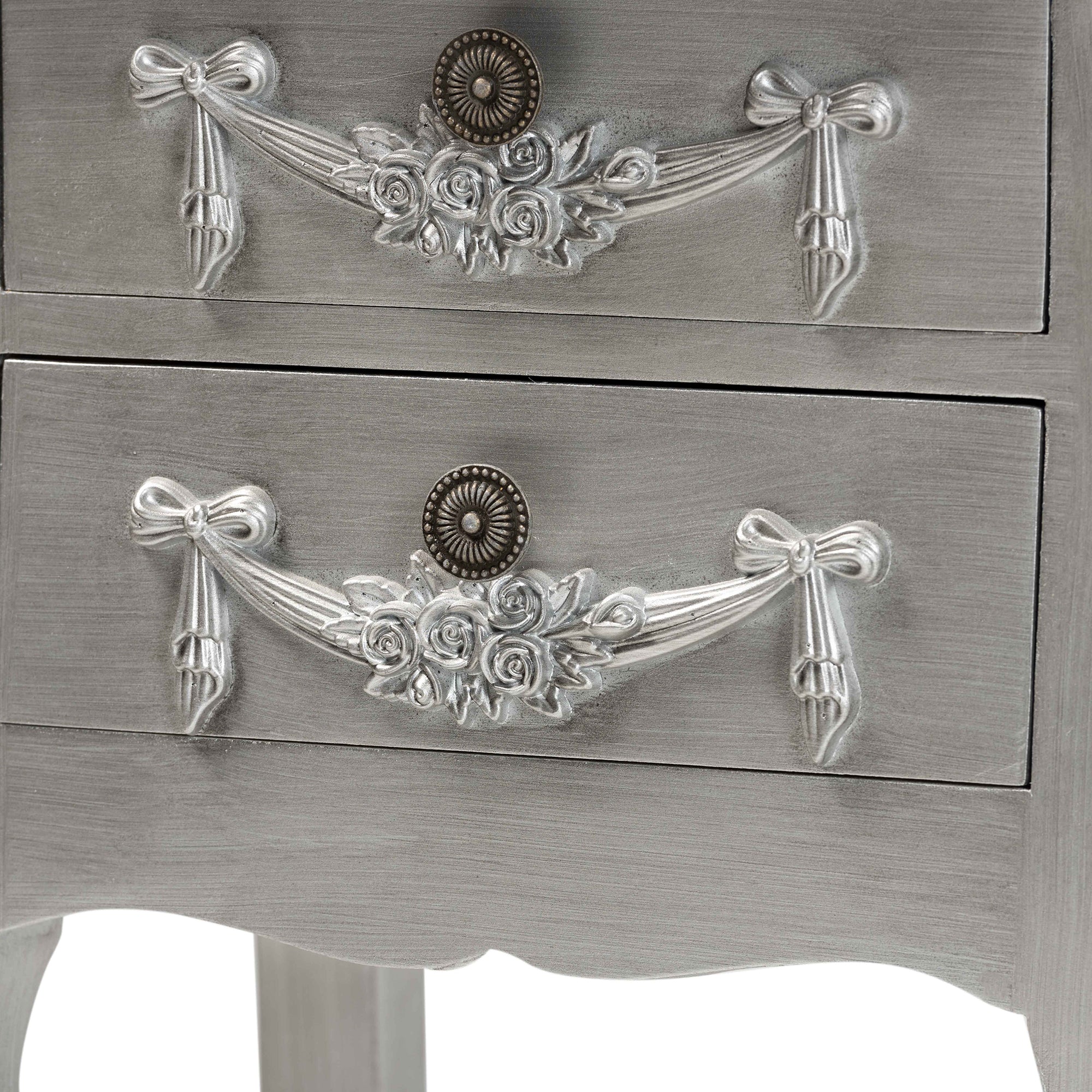 Baxton Studio Eliya Classic and Traditional Brushed Silver Finished Wood 2-Drawer End Table - Image 8
