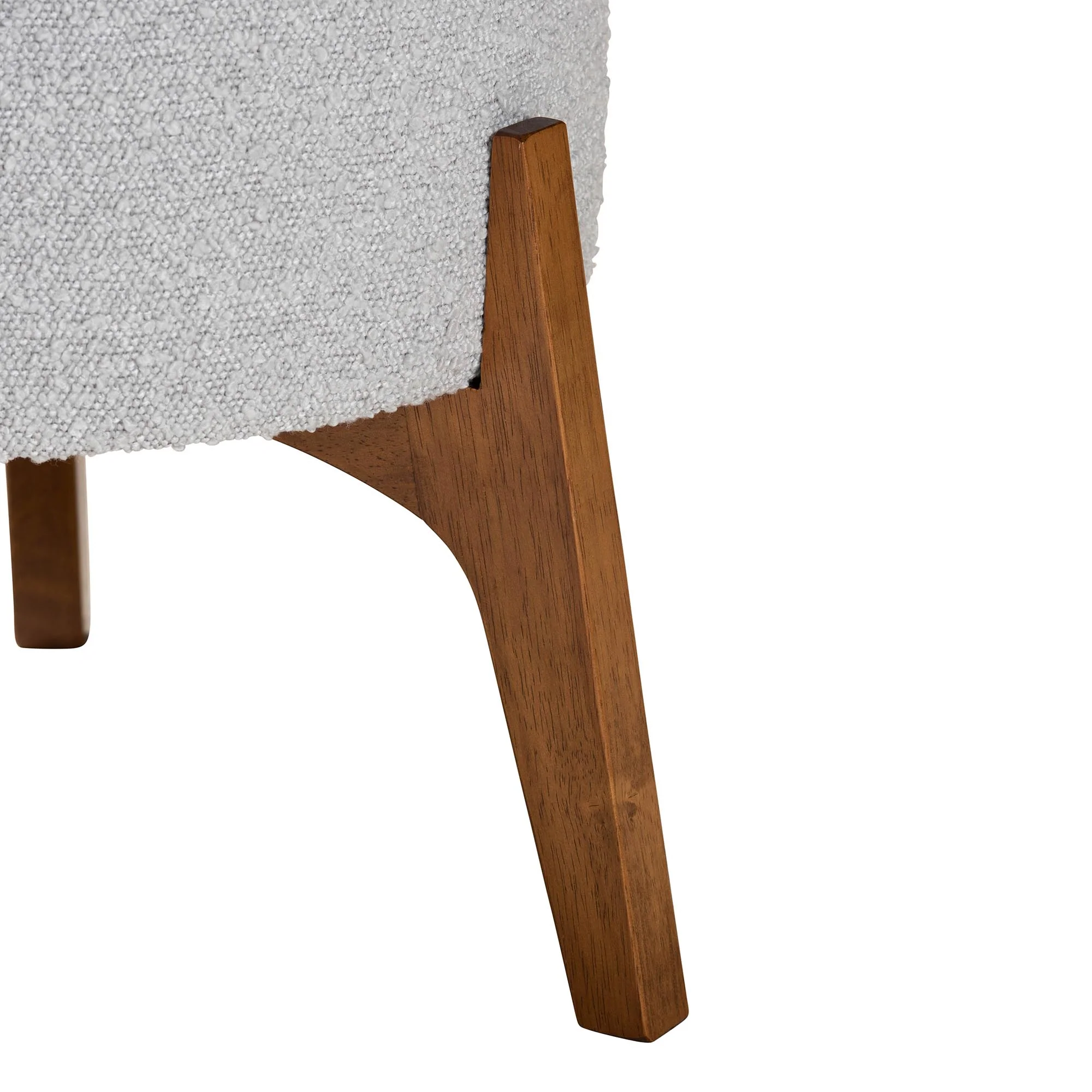 Baxton Studio Elkie Japandi Cream Boucle Fabric and Walnut Brown Finished Wood Ottoman Footstool - Image 12