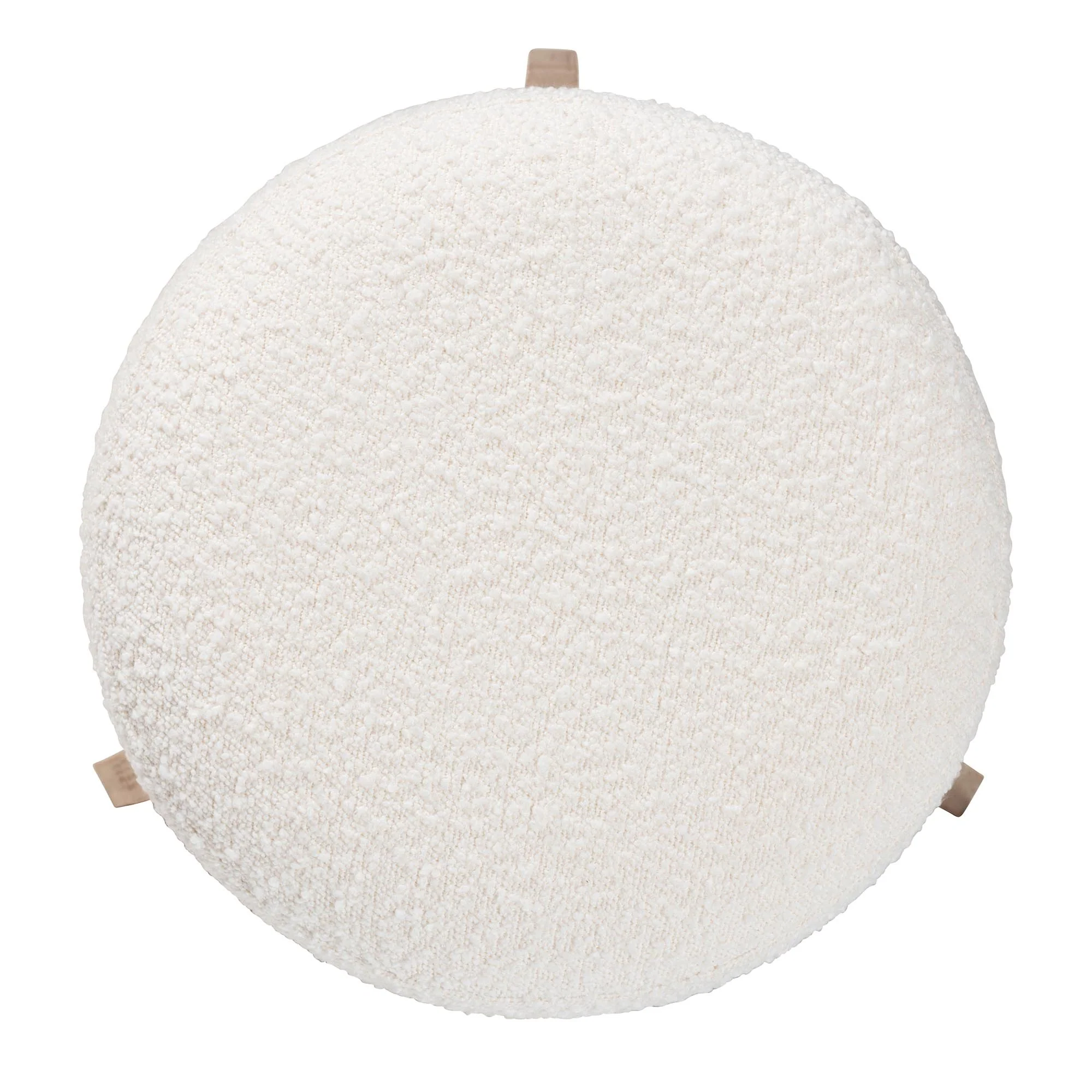 Baxton Studio Elkie Japandi Cream Boucle Fabric and Walnut Brown Finished Wood Ottoman Footstool - Image 5