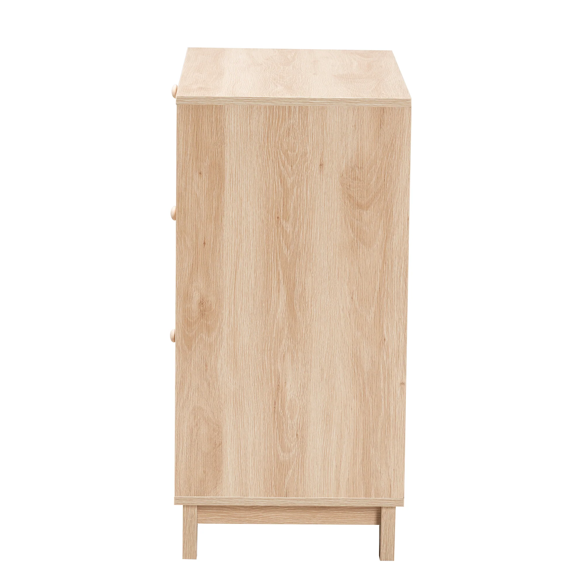 Baxton Studio Elsbeth Japandi Oak Brown Finished Wood and Natural Rattan 3-Drawer Storage Cabinet - Image 5