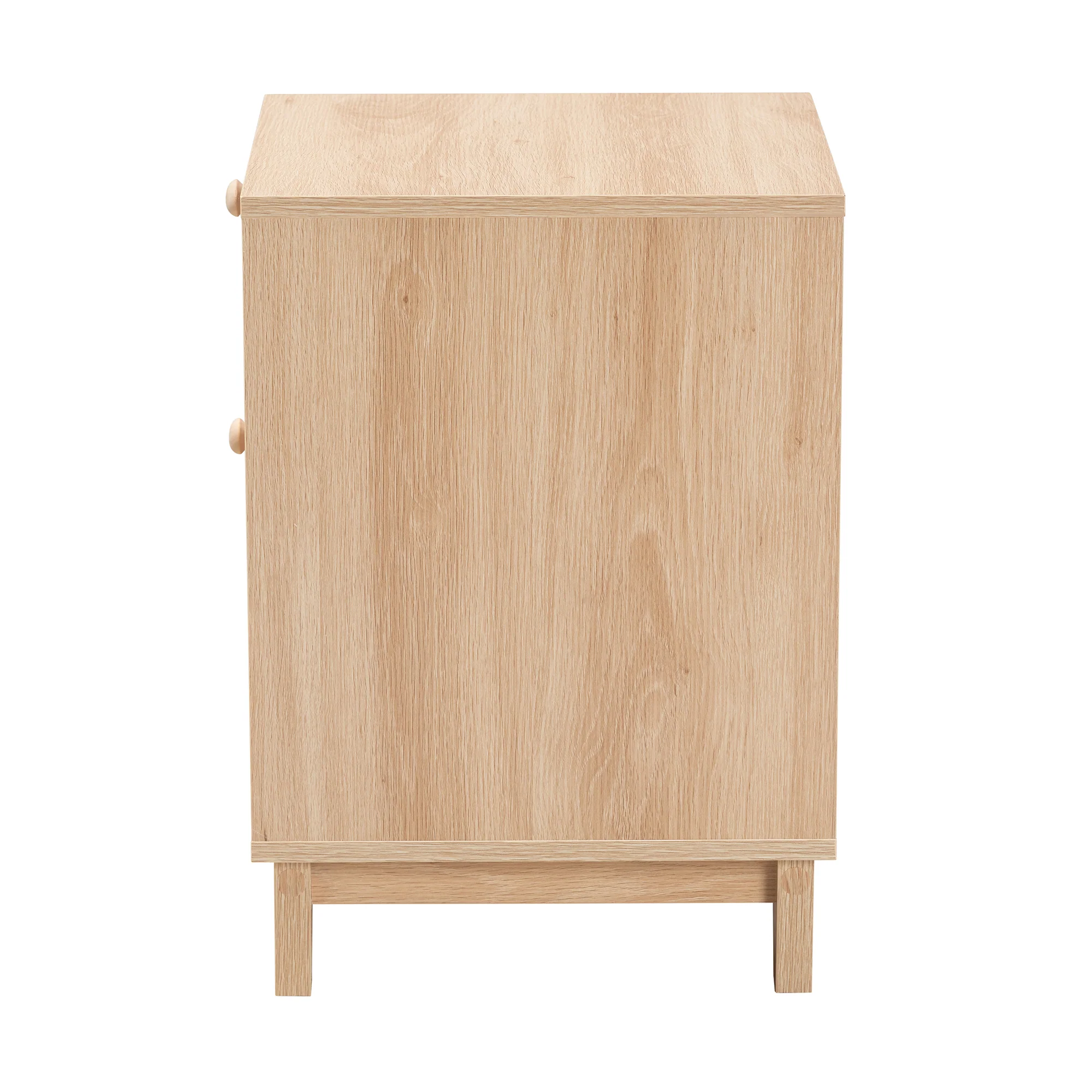 Baxton Studio Elsbeth Mid-Century Modern Light Brown Finished Wood and Natural Rattan 1-Drawer End Table - Image 5
