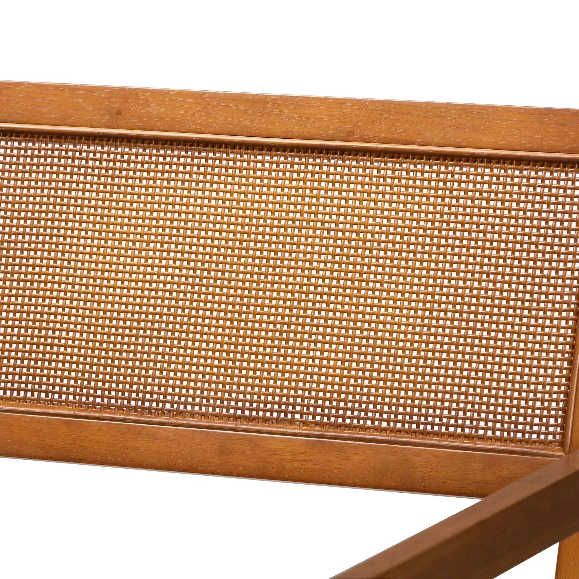Baxton Studio Emilia Modern Japandi Beige Fabric and Walnut Brown Finished Wood 2-Piece Arm Chair Set with Woven Rattan - Image 5