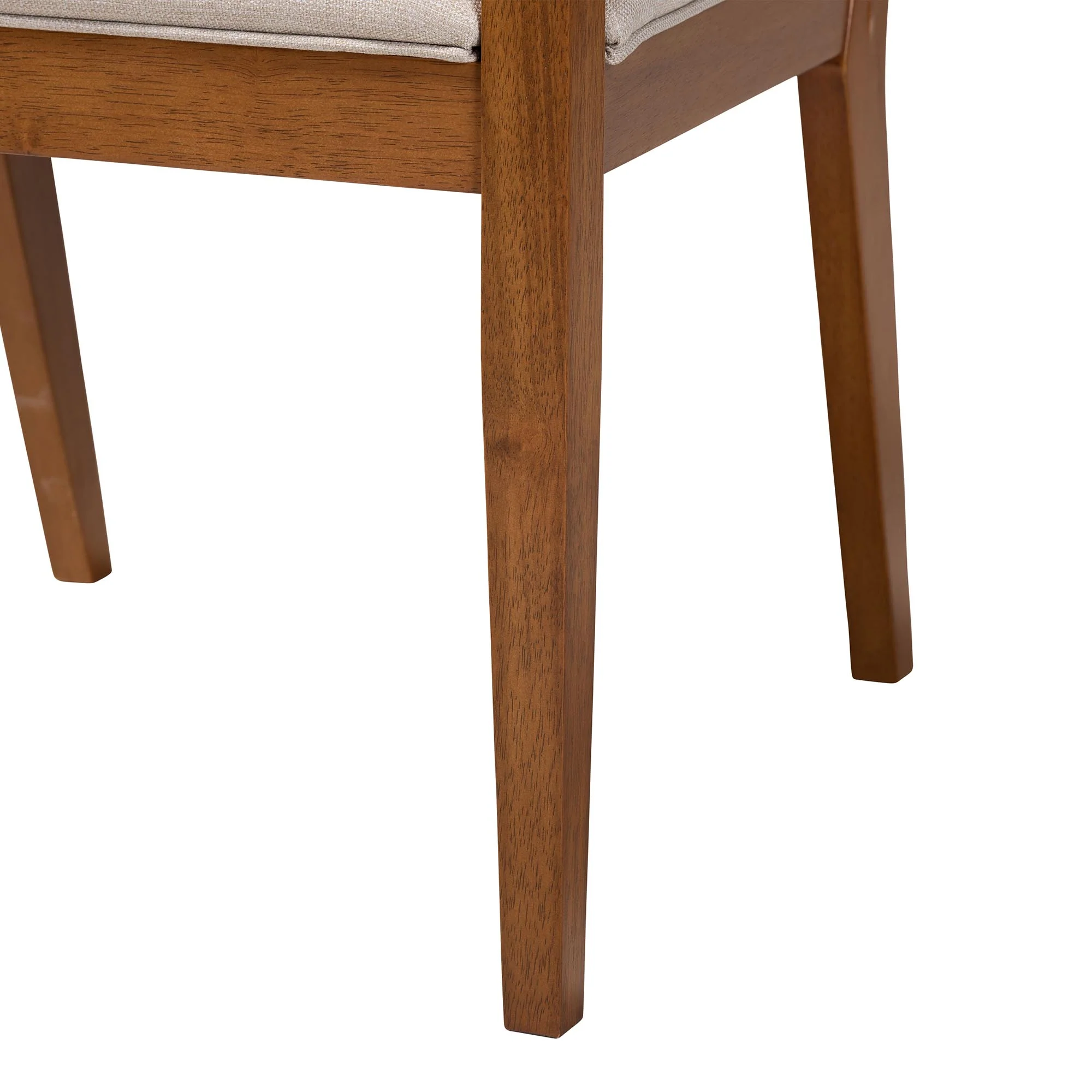 Baxton Studio Emilia Modern Japandi Beige Fabric and Walnut Brown Finished Wood 2-Piece Arm Chair Set with Woven Rattan - Image 6