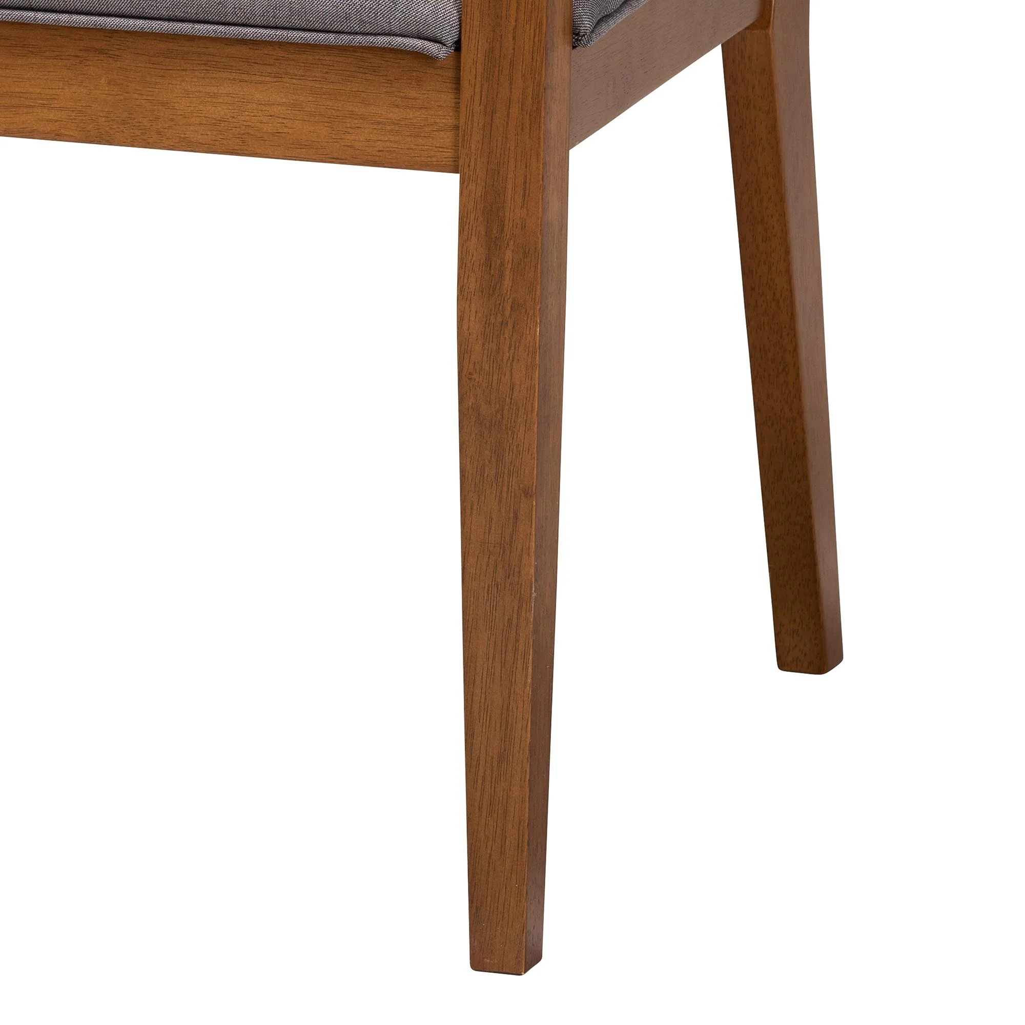 Baxton Studio Emilia Modern Japandi Grey Fabric and Walnut Brown Finished Wood 2-Piece Arm Chair Set with Woven Rattan - Image 6