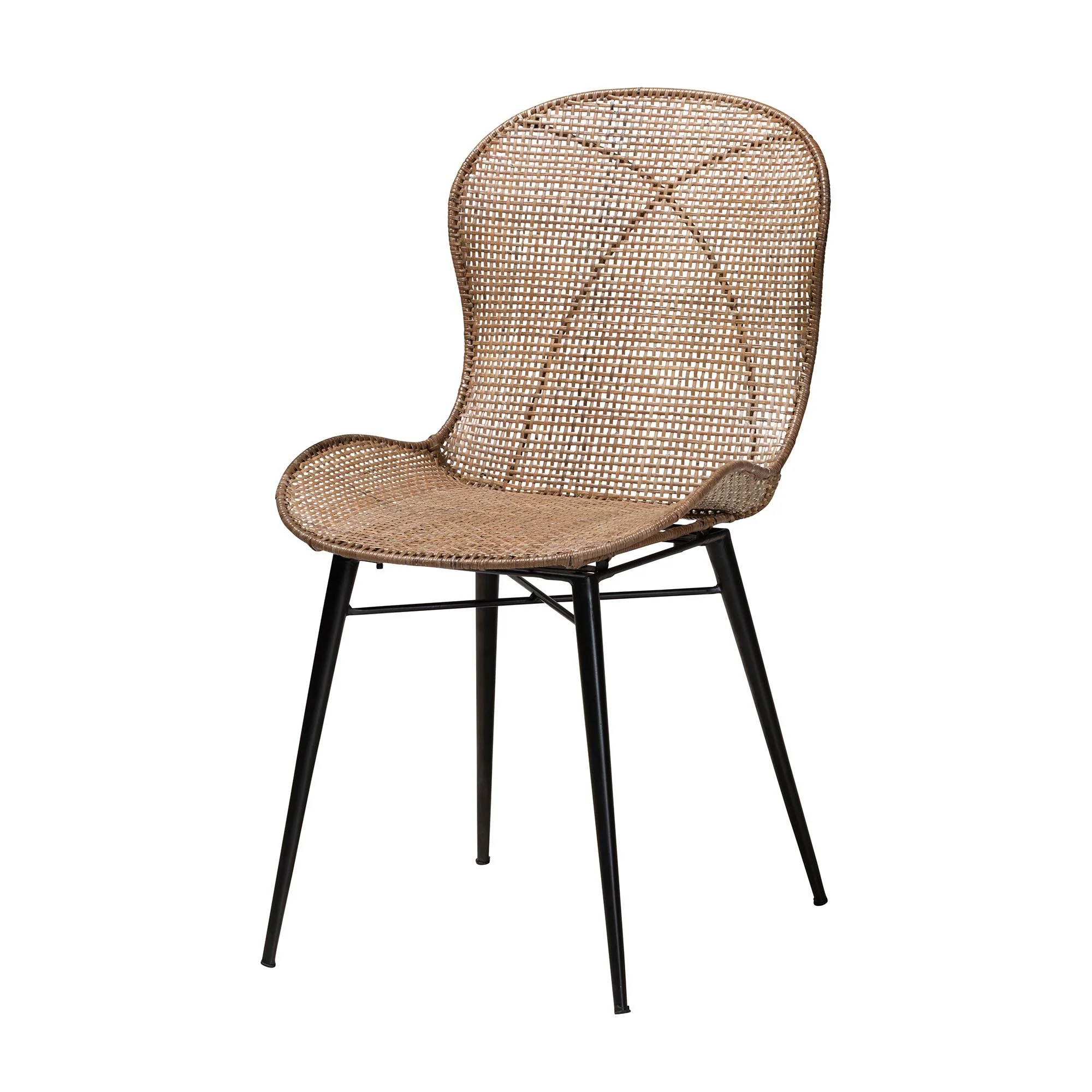 Baxton Studio Emmali Modern Bohemian Greywashed Rattan and Natural Brown Finished Wood 7-Piece Dining Set - Image 3