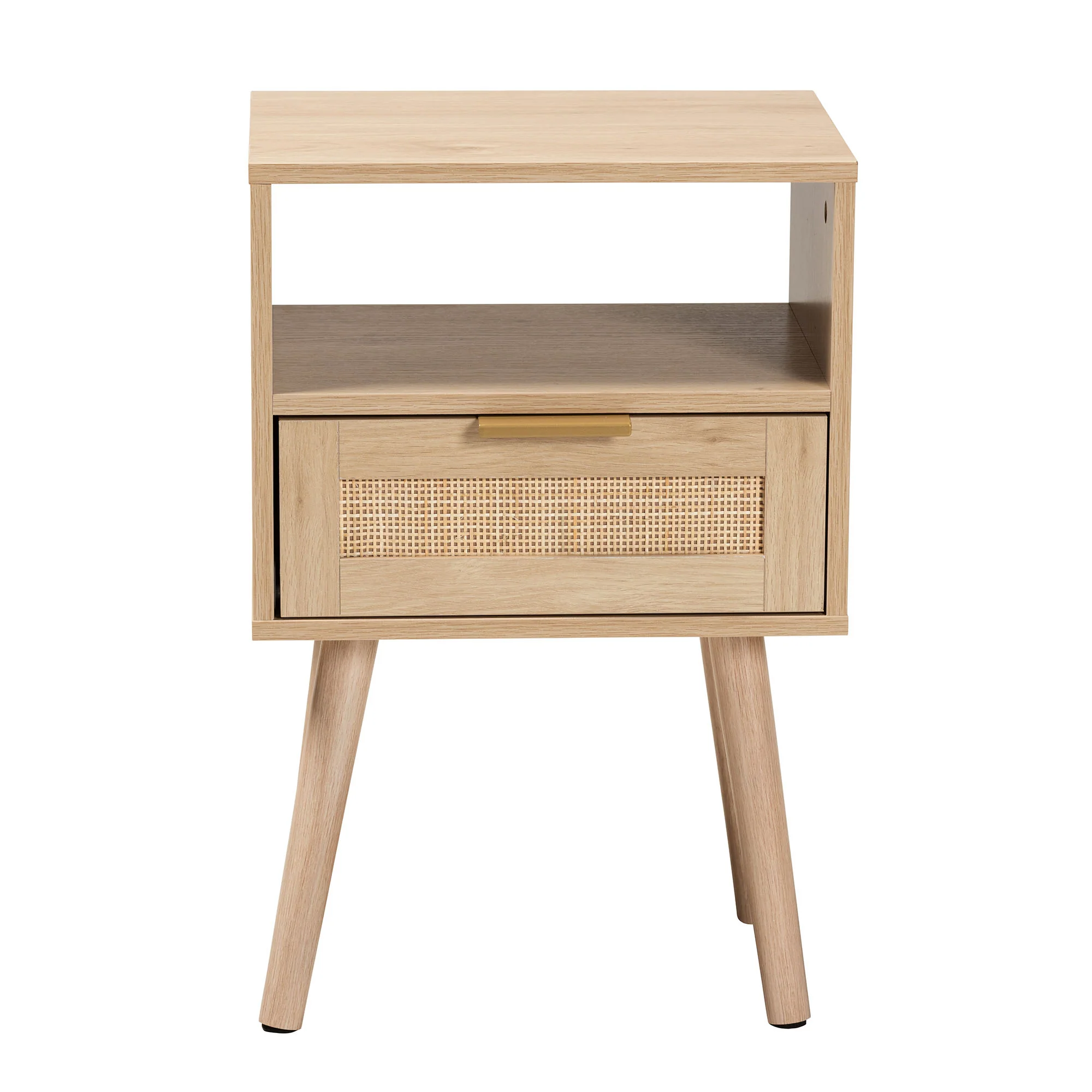 Baxton Studio Emmett Mid-Century Modern Light Brown Finished Wood 1-Drawer End Table - Image 6