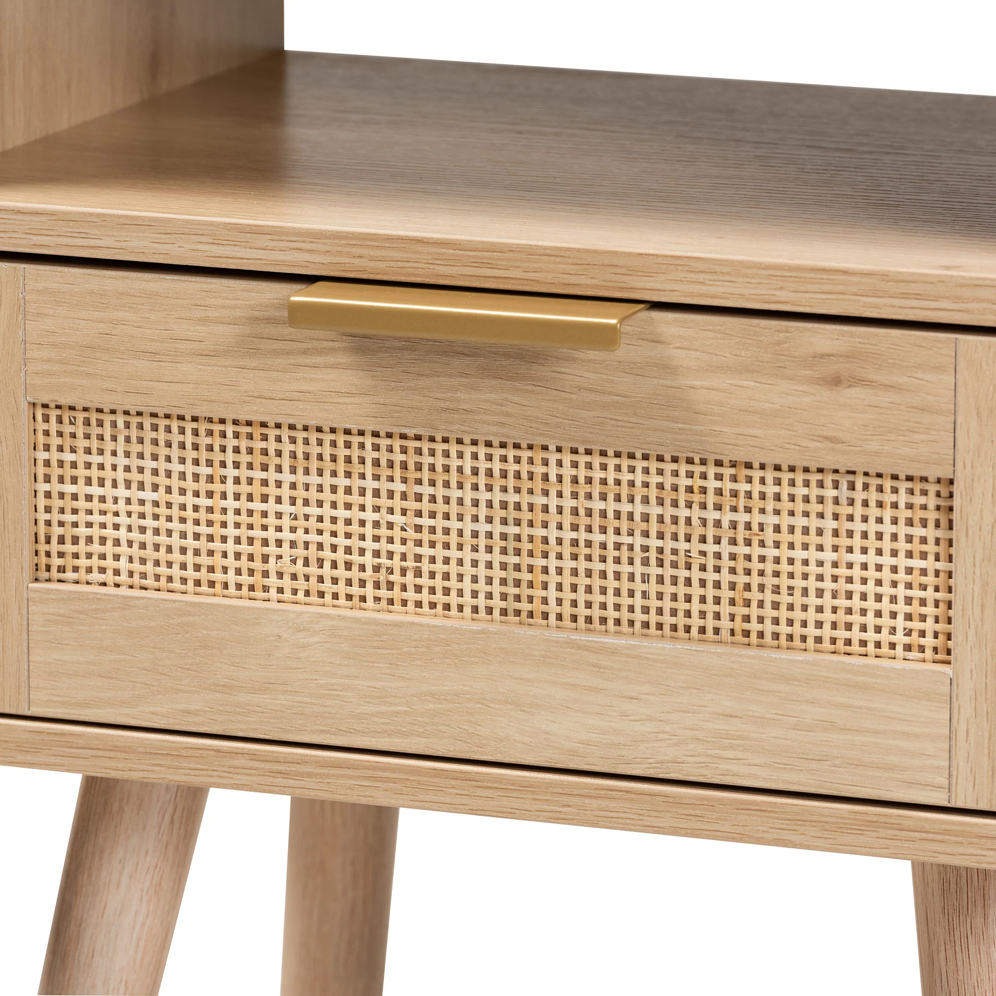 Baxton Studio Emmett Mid-Century Modern Light Brown Finished Wood 1-Drawer End Table - Image 8