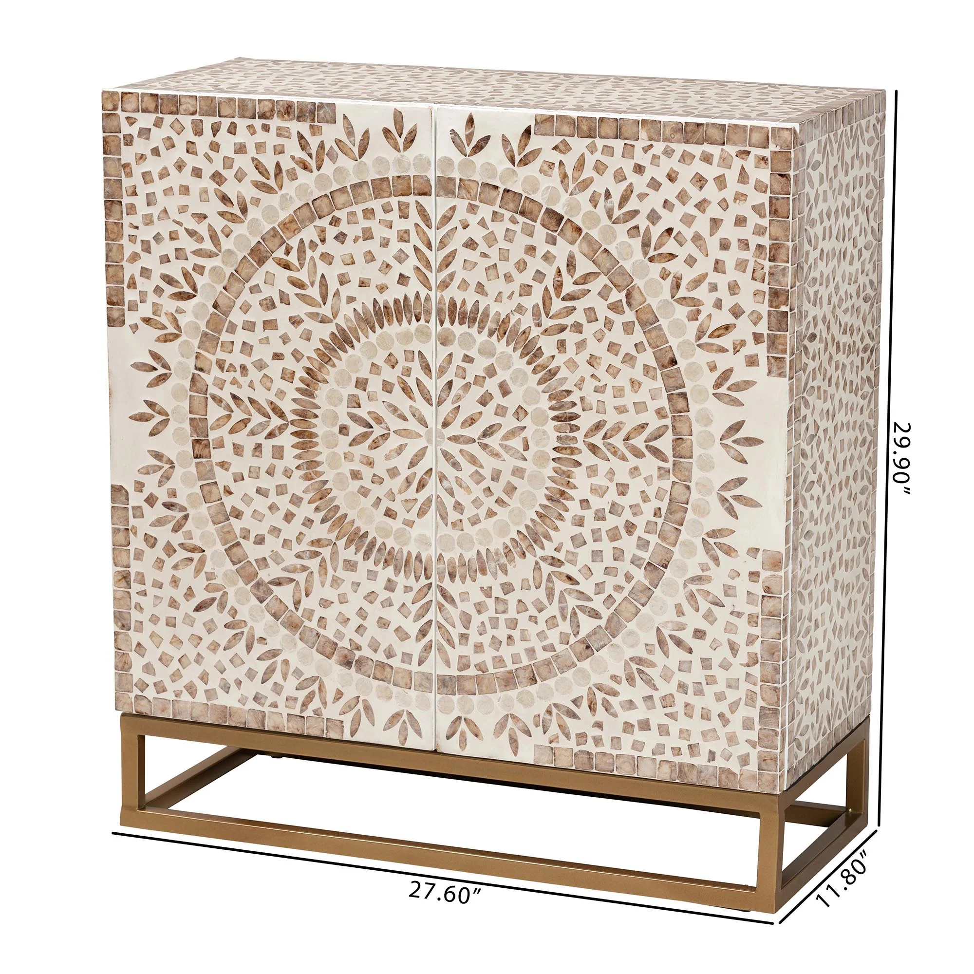 Baxton Studio Ercilia Modern Bohemian White and Rustic Brown Mother of Pearl Storage Cabinet - Image 10