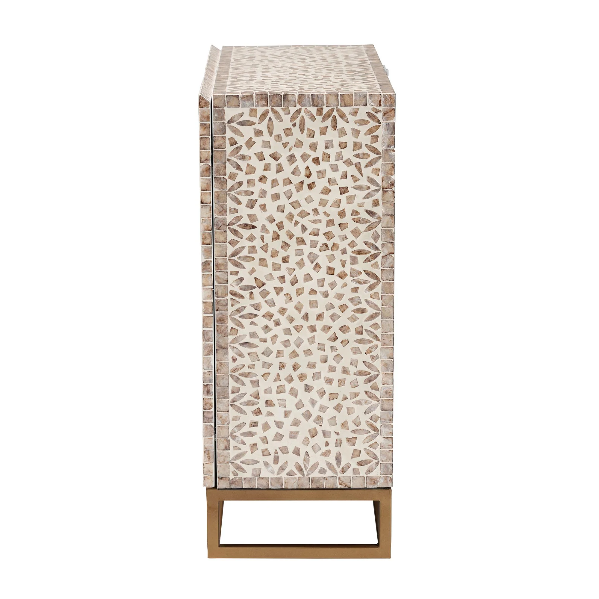 Baxton Studio Ercilia Modern Bohemian White and Rustic Brown Mother of Pearl Storage Cabinet - Image 5