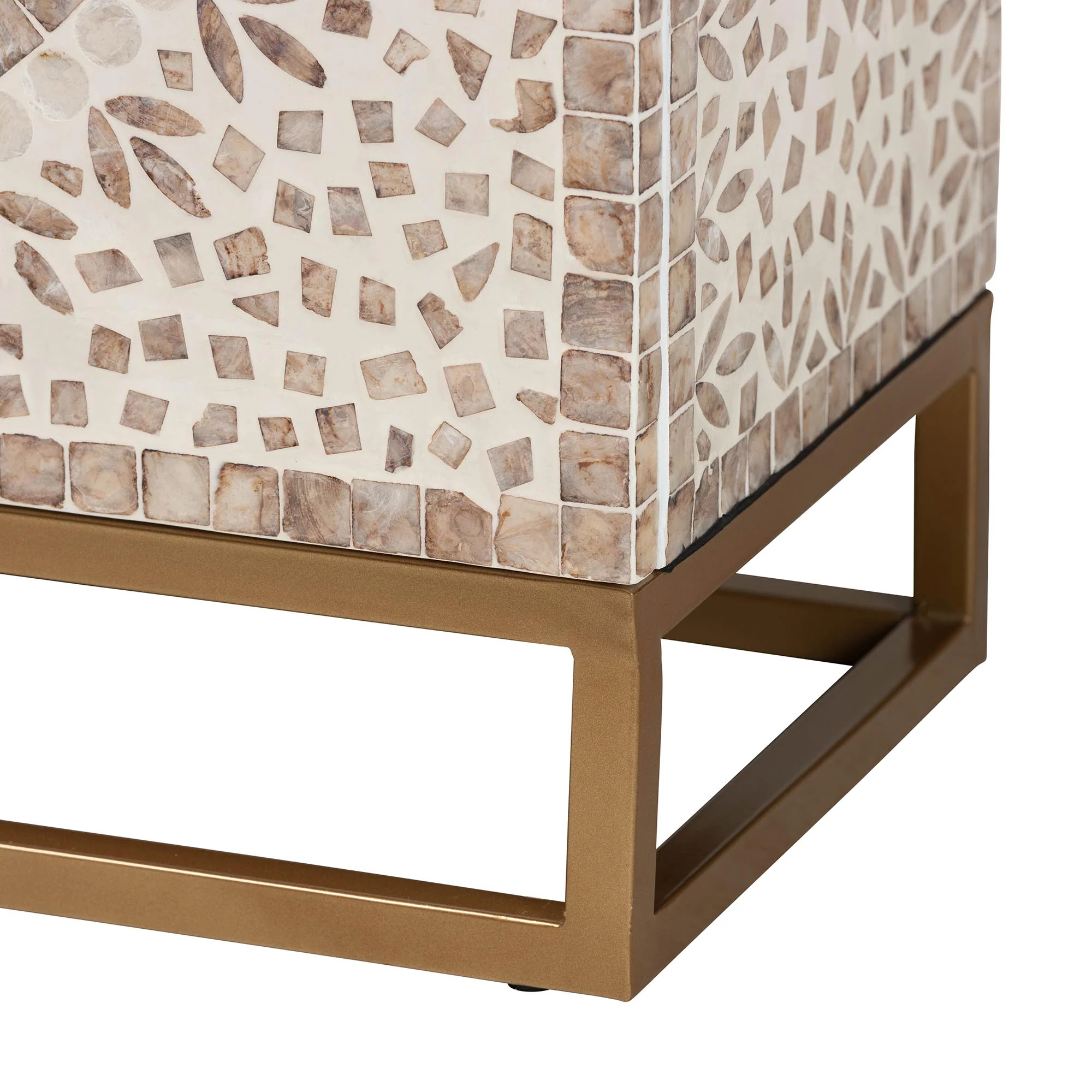 Baxton Studio Ercilia Modern Bohemian White and Rustic Brown Mother of Pearl Storage Cabinet - Image 7