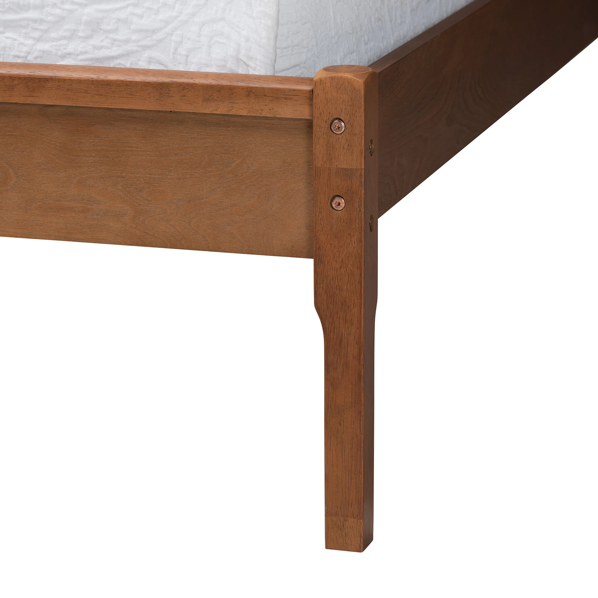 Baxton Studio Eridian Mid-Century Modern Walnut Brown Finished Wood and Natural Rattan Full Size Platform Bed - Image 6