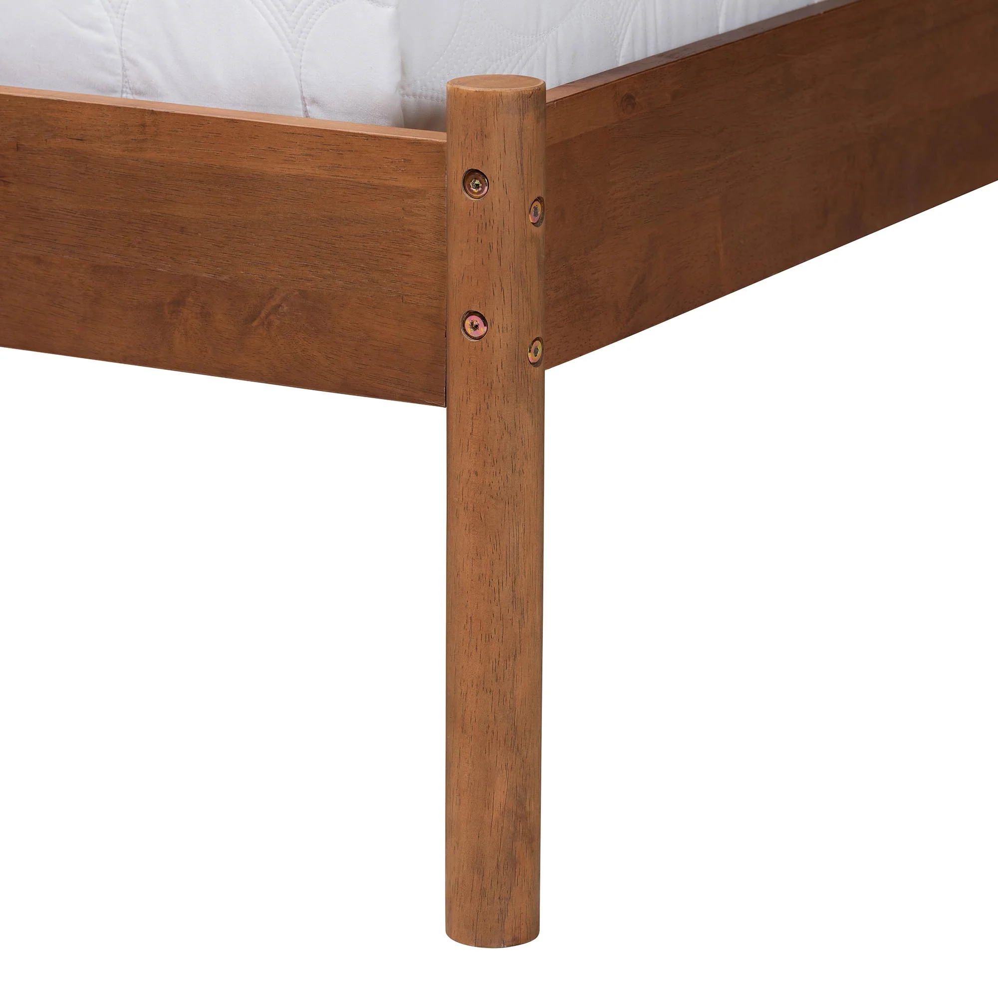 Baxton Studio Estela Mid-Century Modern Grey Woven Fabric and Walnut Brown Wood Queen Size Platform Bed - Image 6