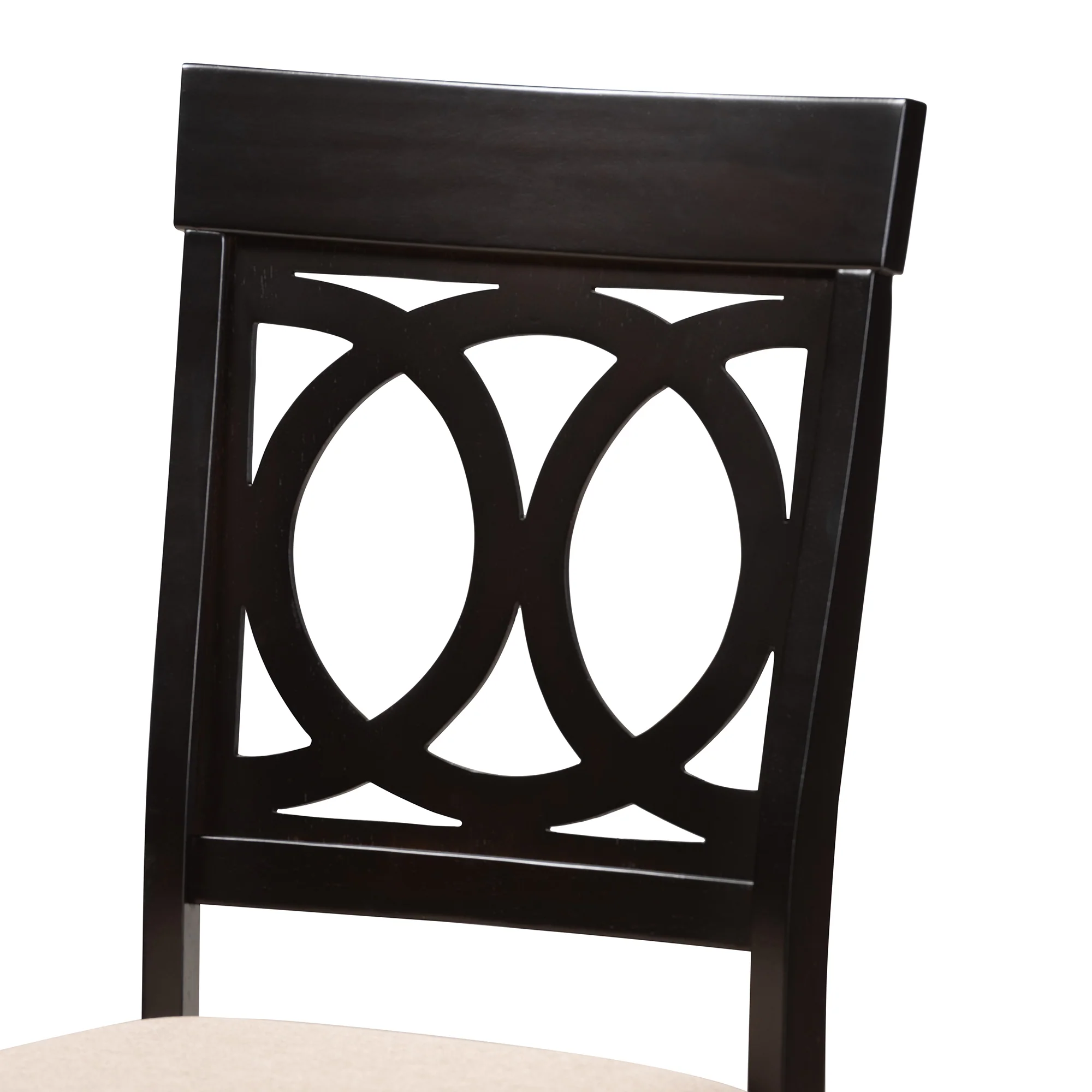 Baxton Studio Estelle Modern Beige Fabric and Dark Brown Finished Wood 5-Piece Dining Set - Image 8
