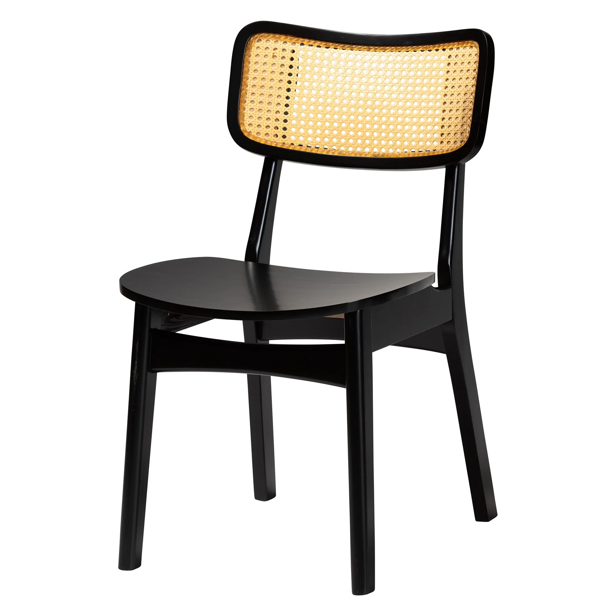 Baxton Studio Estera Mid-Century Modern Dark Brown Finished Wood and Rattan 5-Piece Dining Set - Image 5