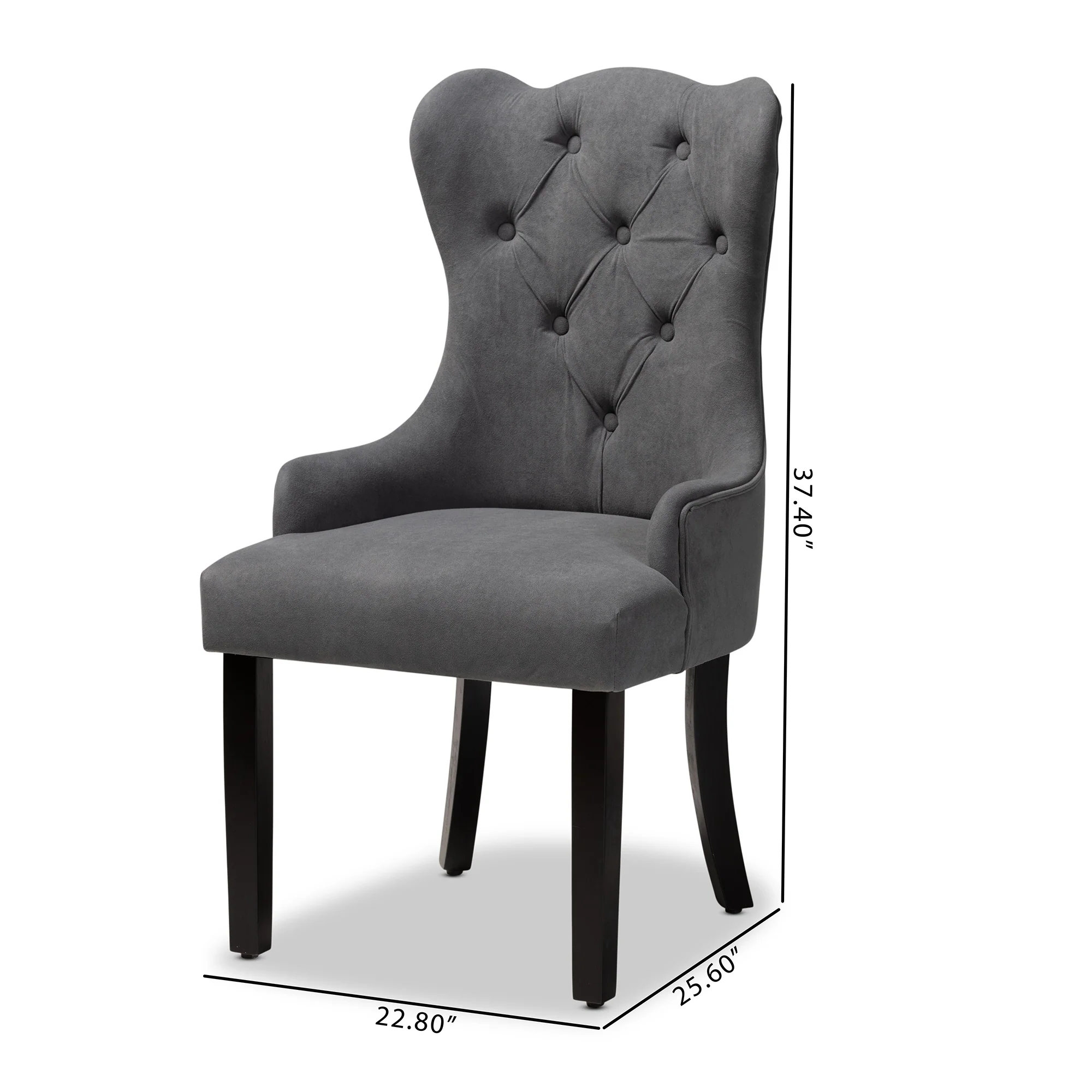 Baxton Studio Fabre Modern Transitional Grey Velvet Fabric Upholstered and Dark Brown Finished Wood 2-Piece Dining Chair Set - Image 10