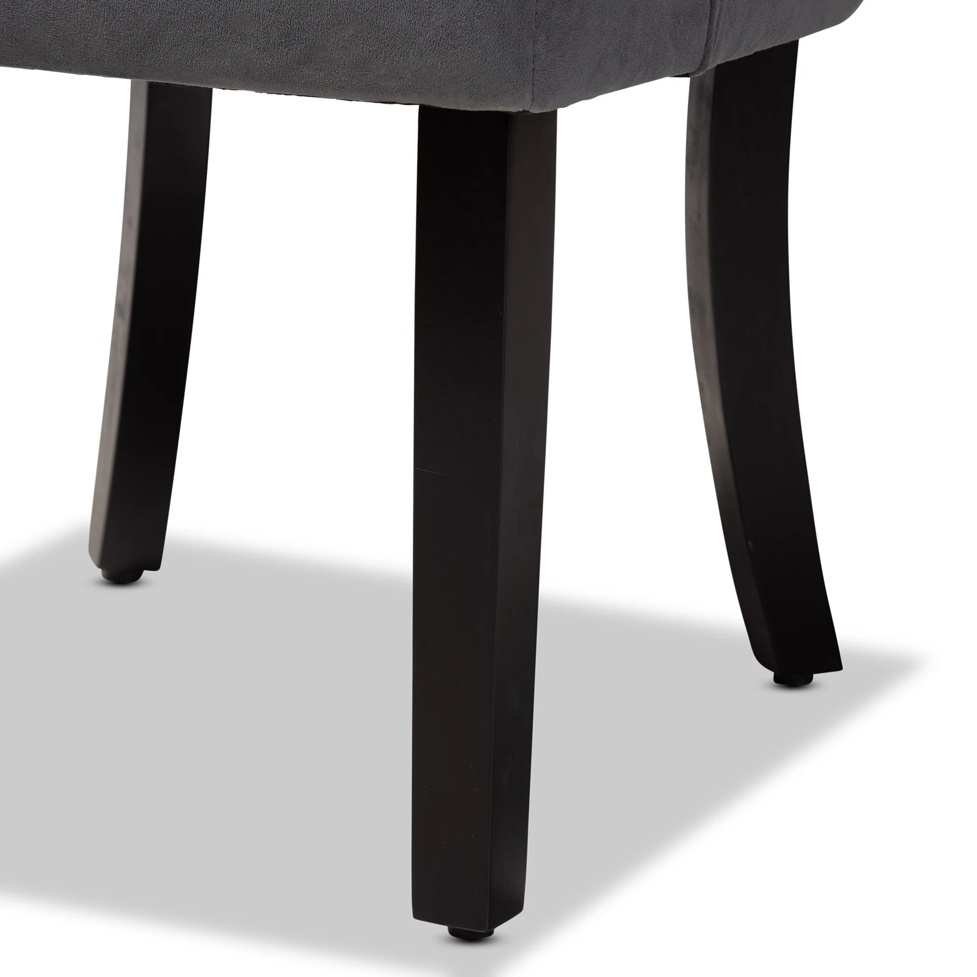 Baxton Studio Fabre Modern Transitional Grey Velvet Fabric Upholstered and Dark Brown Finished Wood 2-Piece Dining Chair Set - Image 6