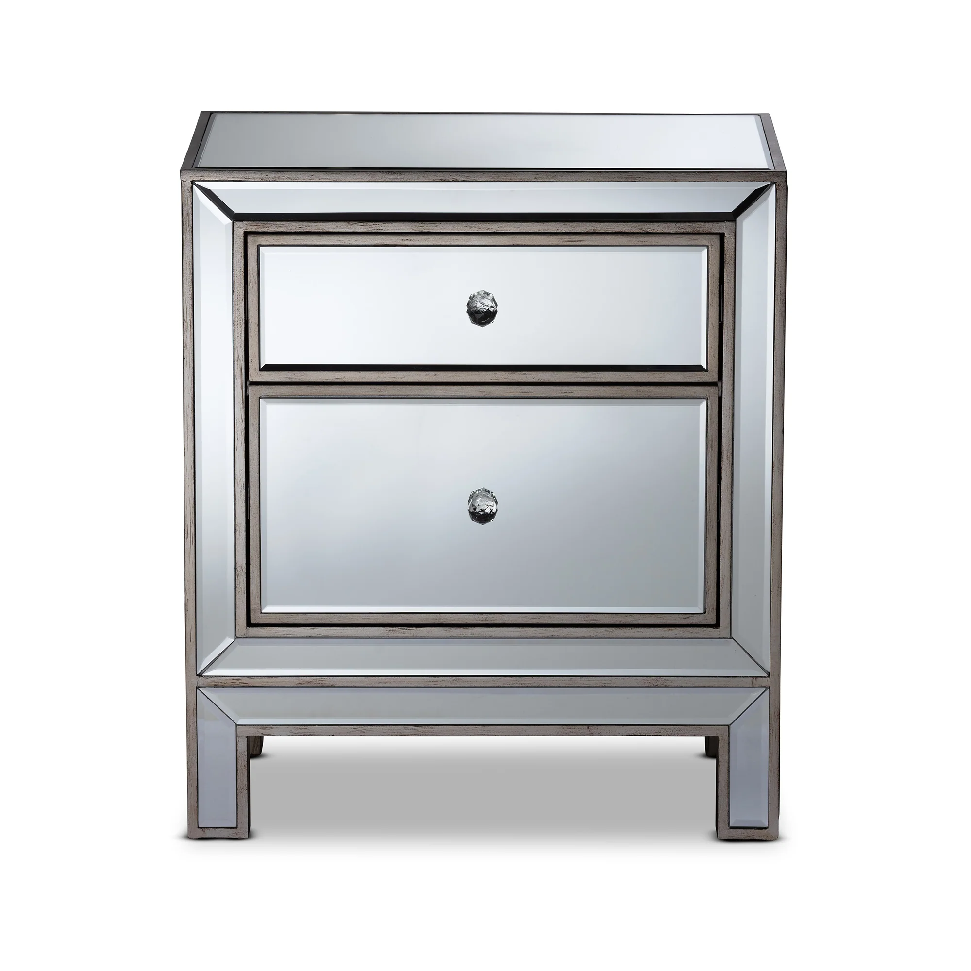 Baxton Studio Fadri Contemporary Glam and Luxe Mirrored 2-Drawer End Table - Image 5