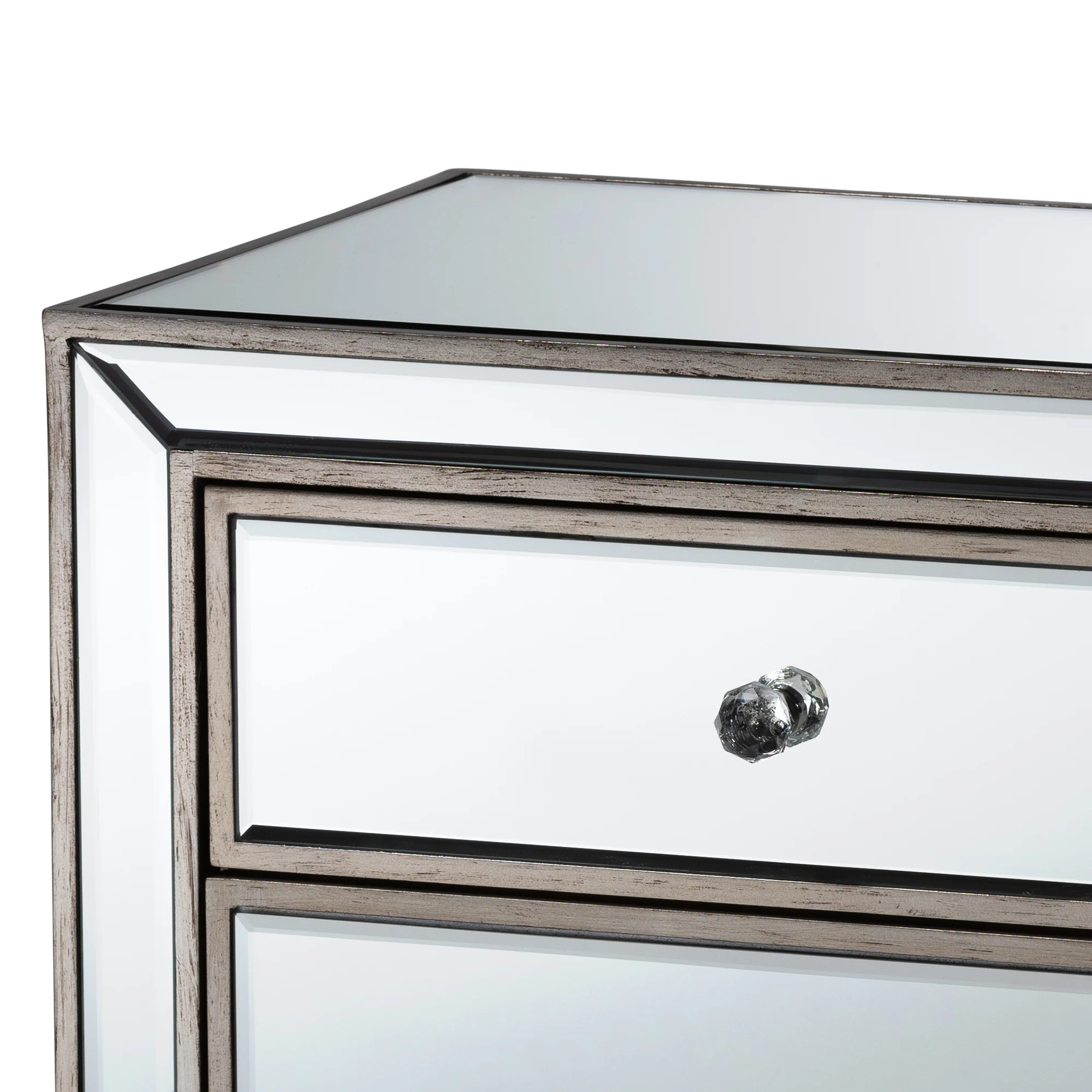 Baxton Studio Fadri Contemporary Glam and Luxe Mirrored 2-Drawer End Table - Image 7