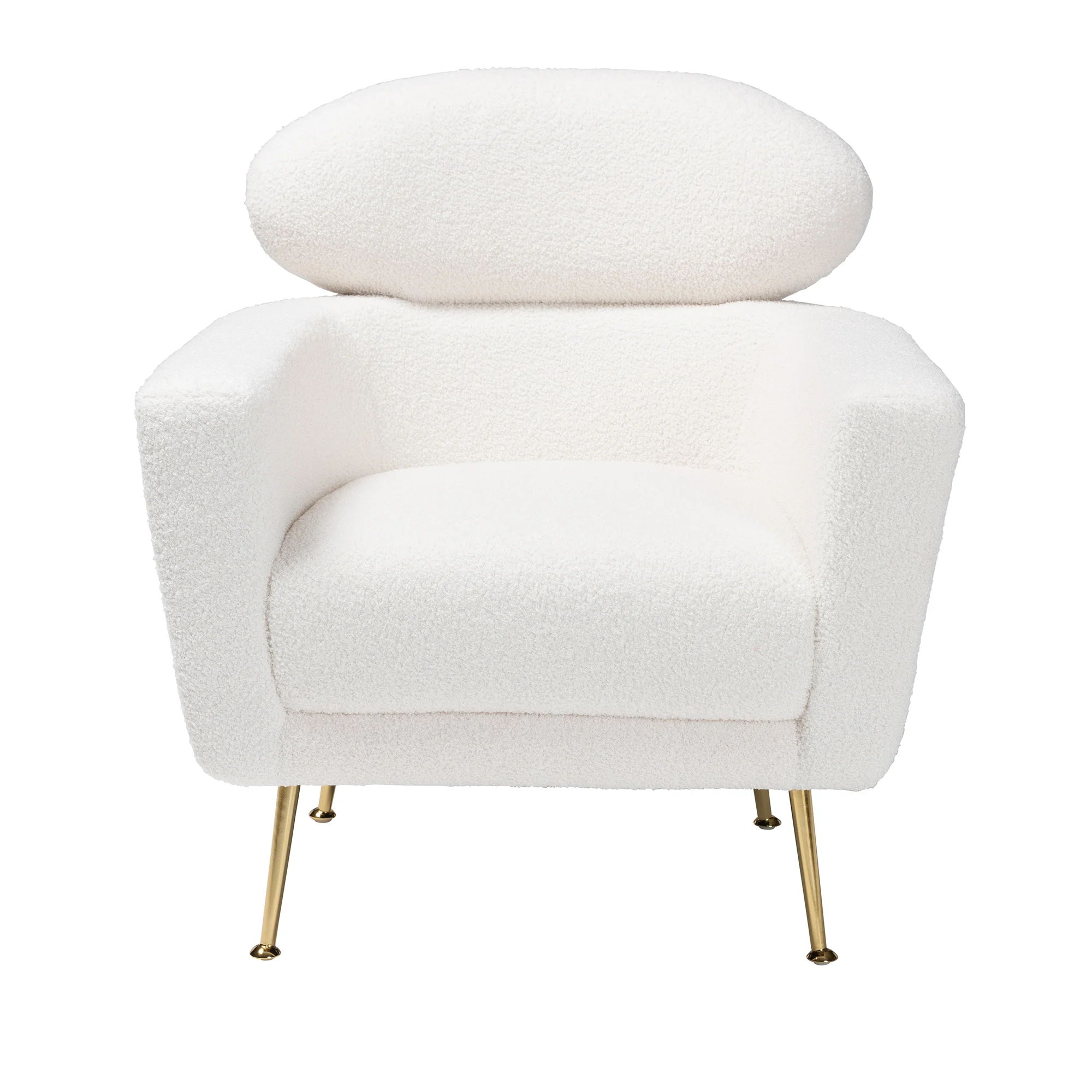 Baxton Studio Fantasia Modern and Contemporary Ivory Boucle Upholstered and Gold Metal Armchair - Image 5