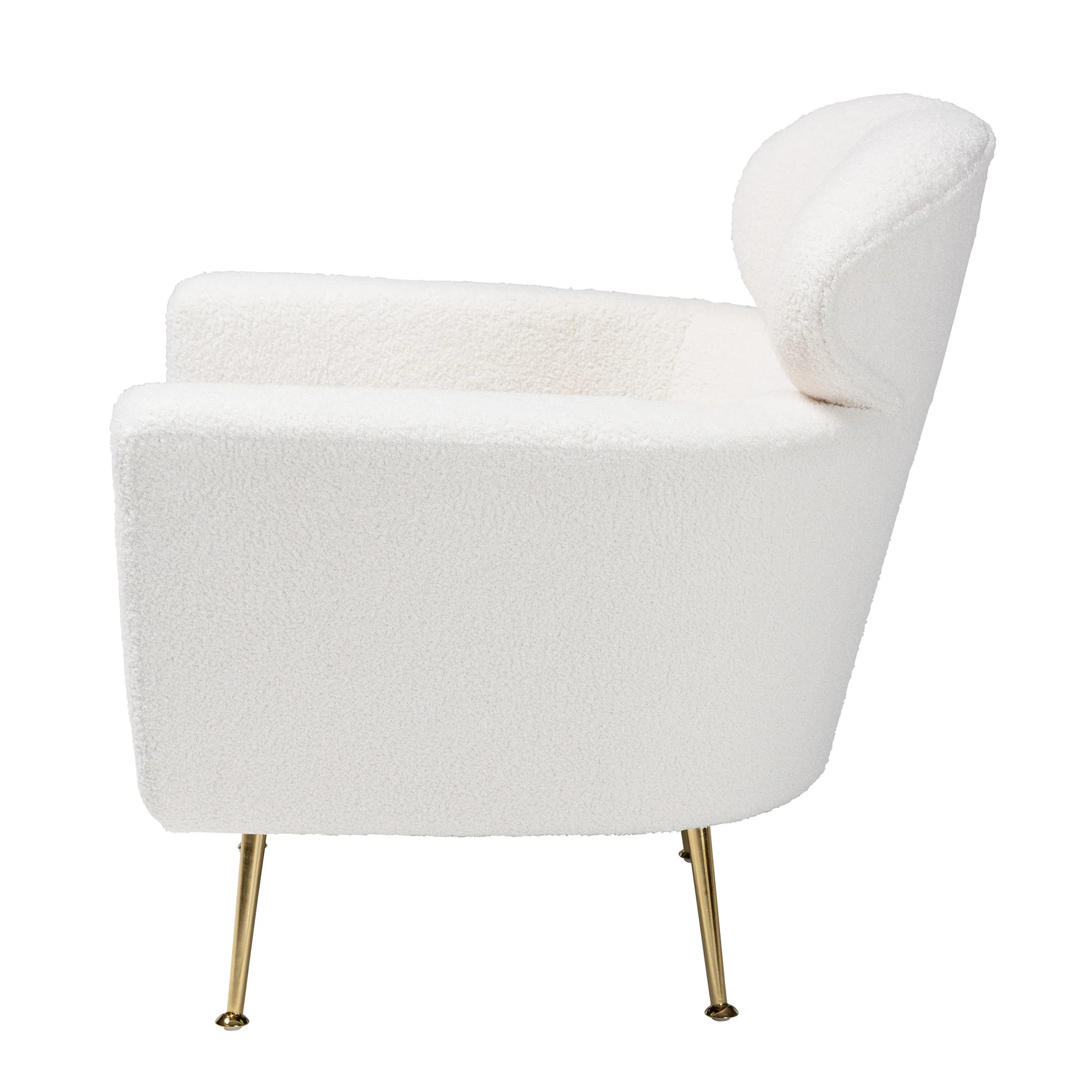 Baxton Studio Fantasia Modern and Contemporary Ivory Boucle Upholstered and Gold Metal Armchair - Image 6