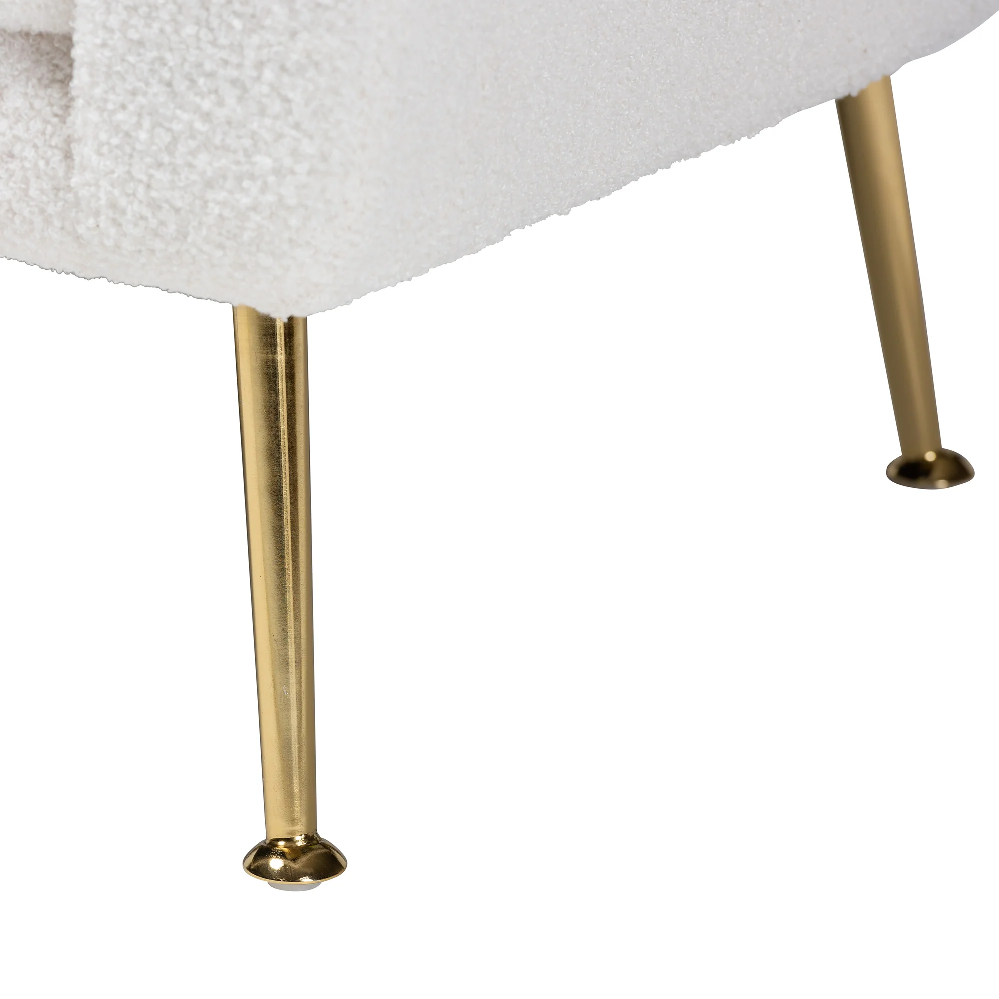 Baxton Studio Fantasia Modern and Contemporary Ivory Boucle Upholstered and Gold Metal Armchair - Image 9