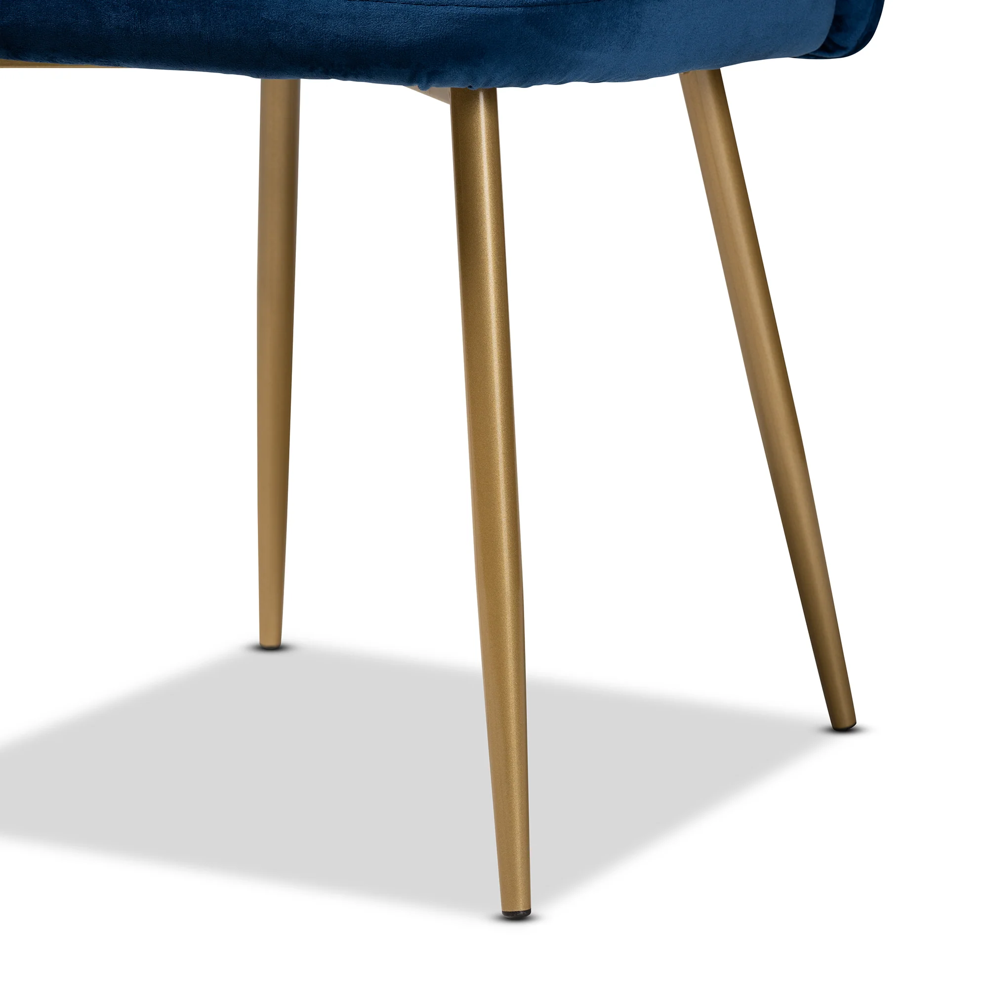 Baxton Studio Fantine Modern Luxe and Glam Navy Blue Velvet Fabric Upholstered and Gold Finished Metal 2-Piece Dining Chair Set - Image 6