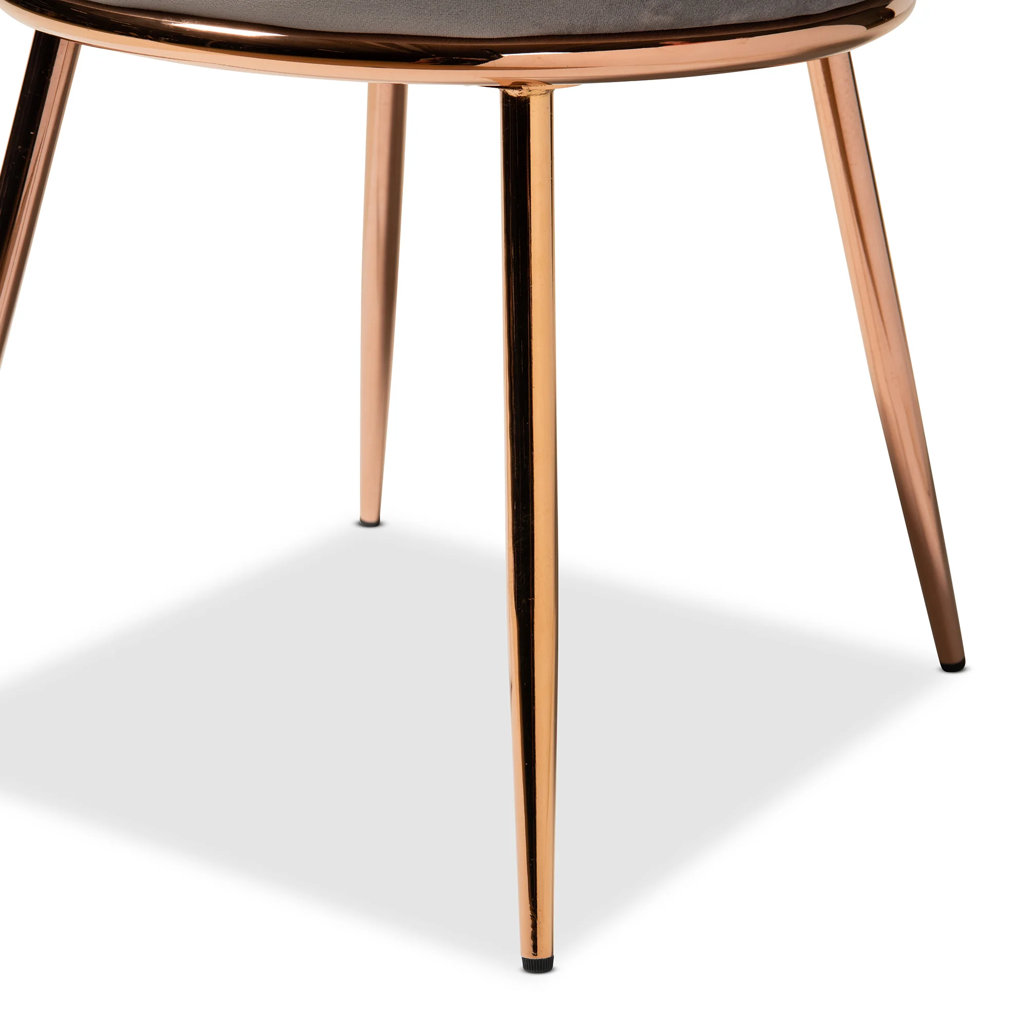 Baxton Studio Farah Modern Luxe and Glam Grey Velvet Fabric Upholstered and Rose Gold Finished Metal 2-Piece Dining Chair Set - Image 8