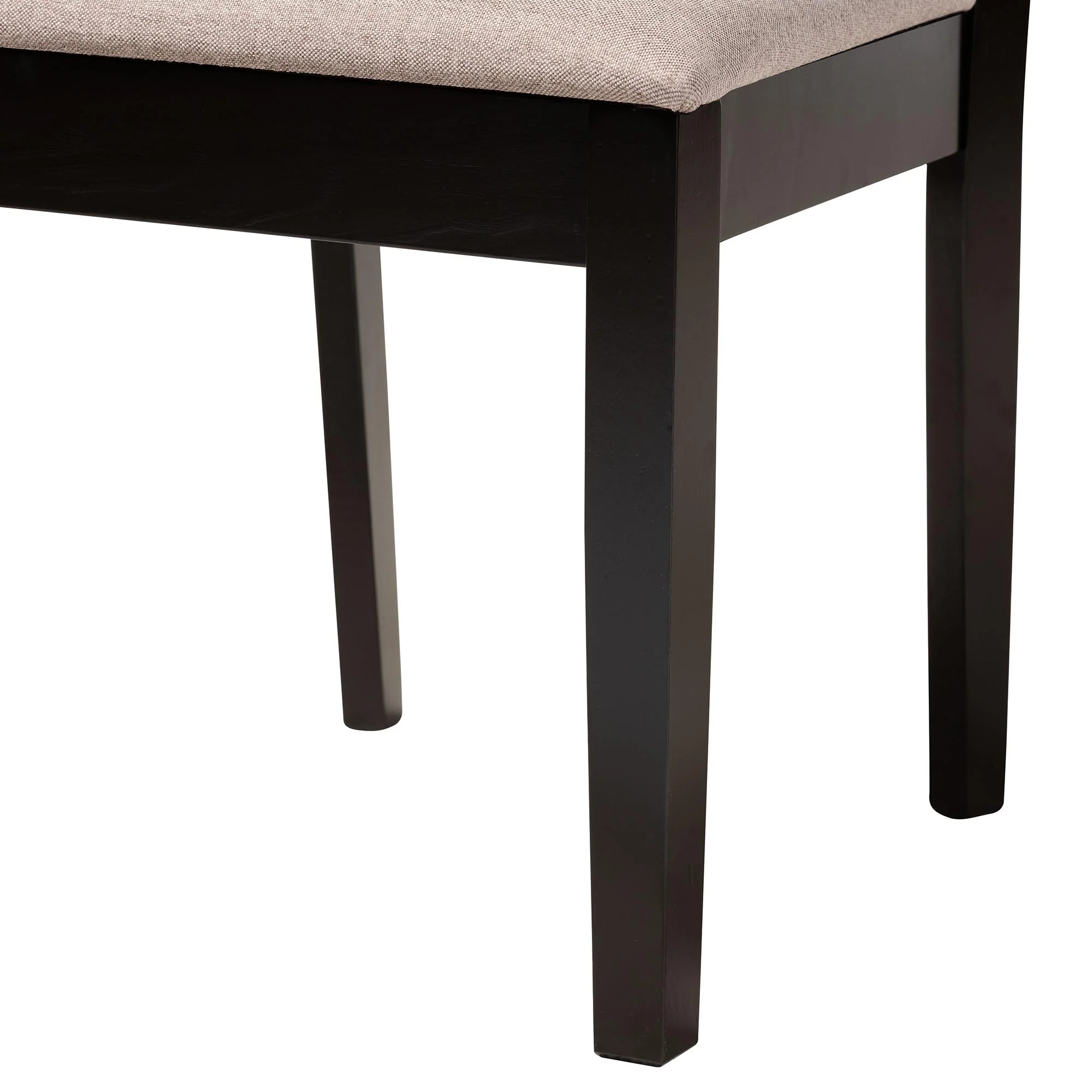Baxton Studio Felice Modern Beige Fabric and Dark Brown Finished Wood 5-Piece Dining Set - Image 7