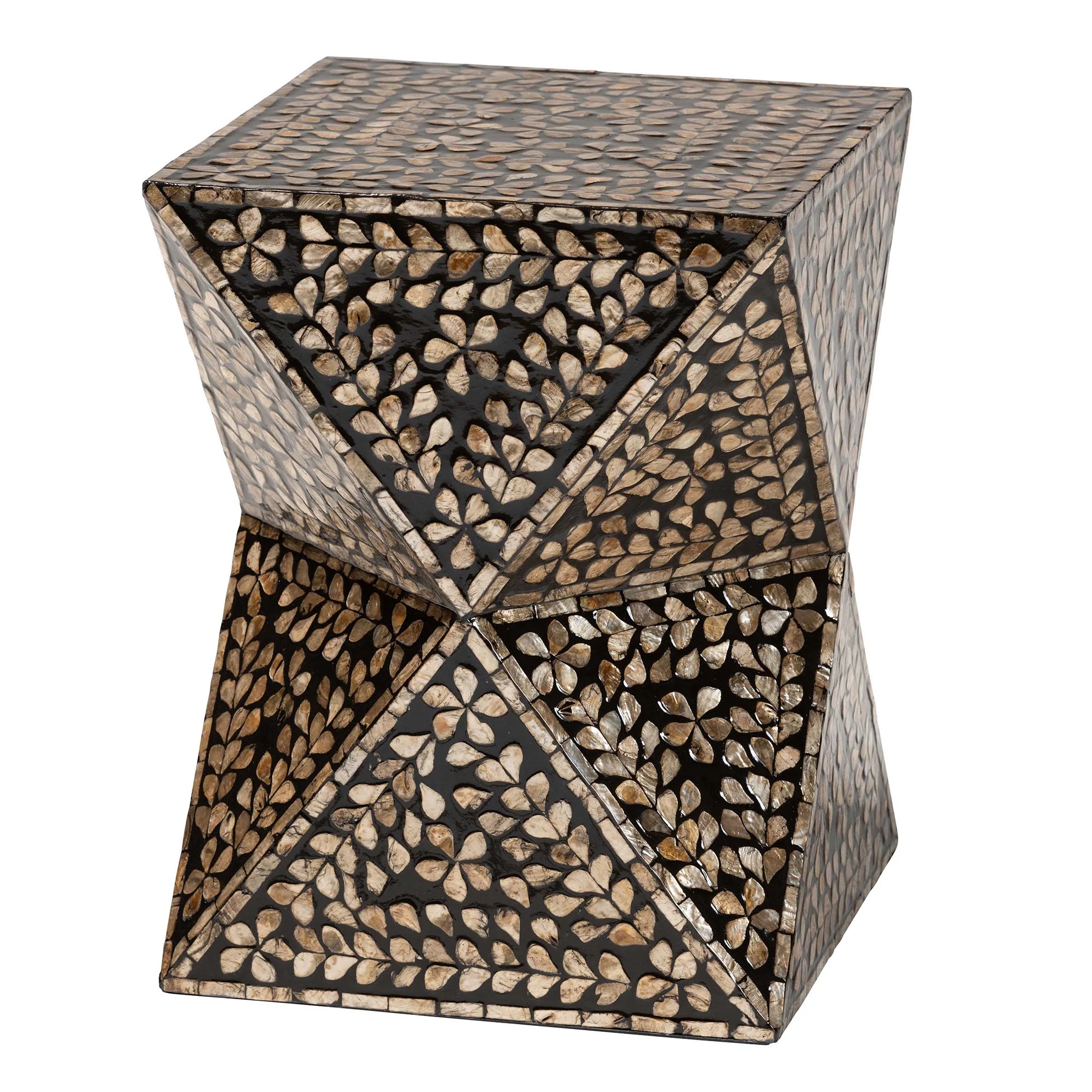 Baxton Studio Feronia Modern Bohemian Black and Bronze Mother of Pearl End Table - Image 2