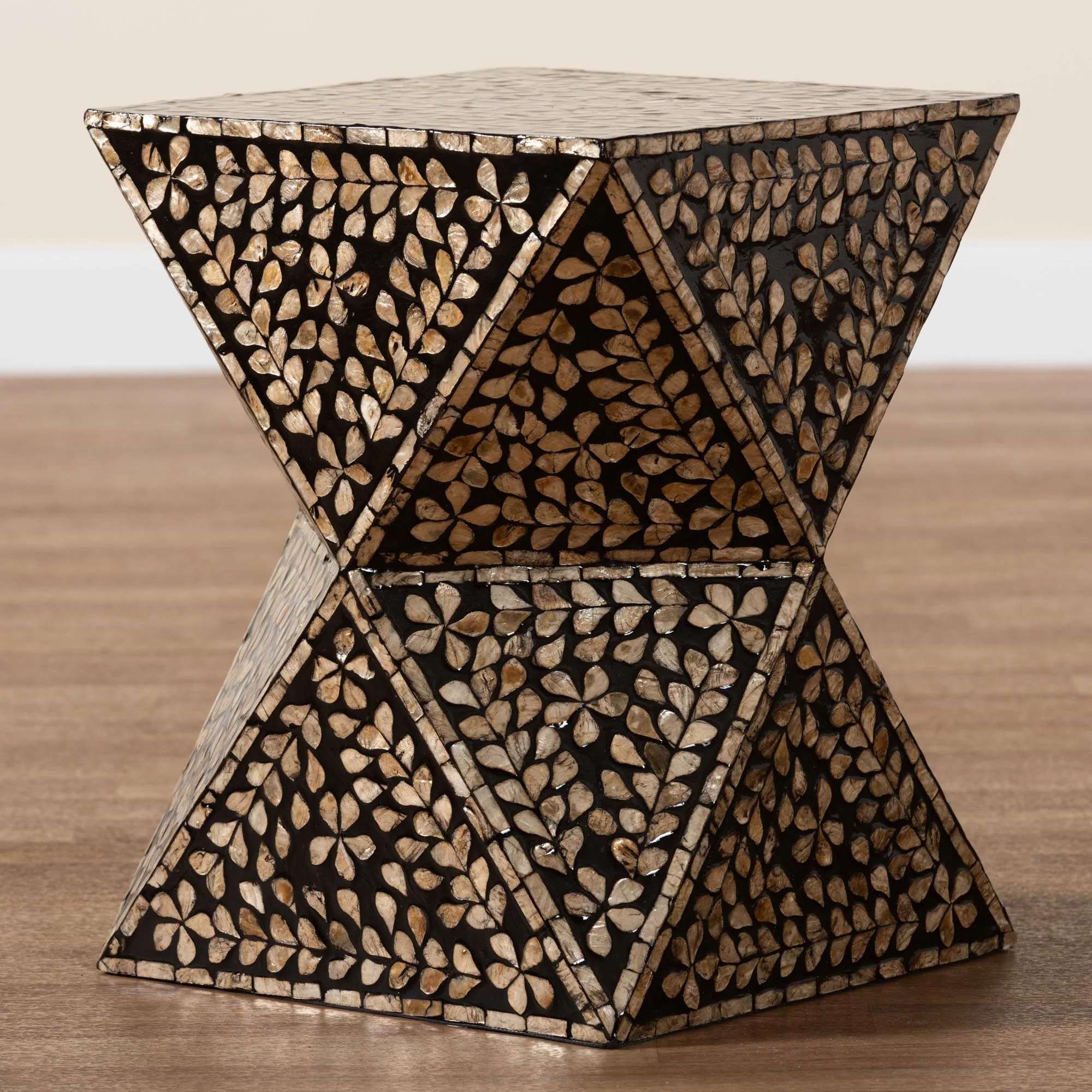Baxton Studio Feronia Modern Bohemian Black and Bronze Mother of Pearl End Table - Image 7