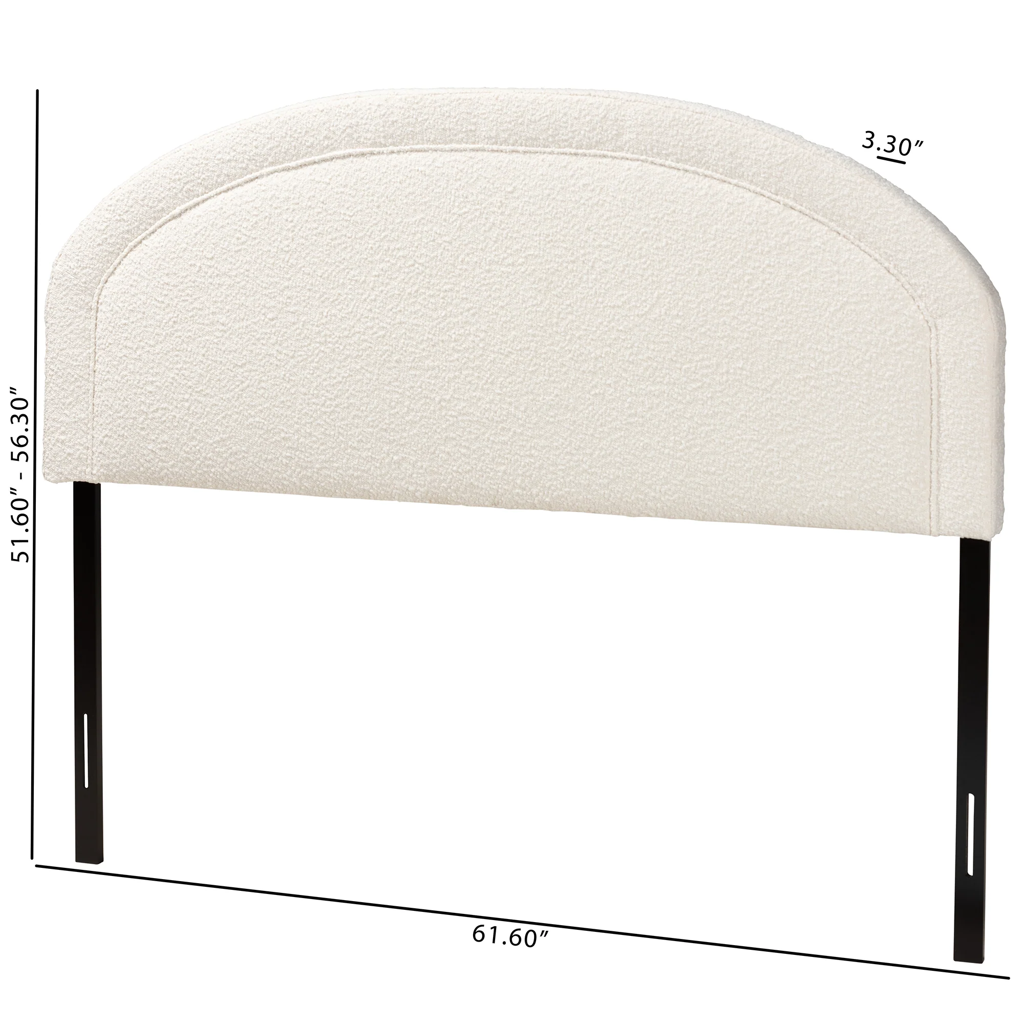 Baxton Studio Fiana Modern Cream Boucle Fabric Queen Size Headboard - Image 7