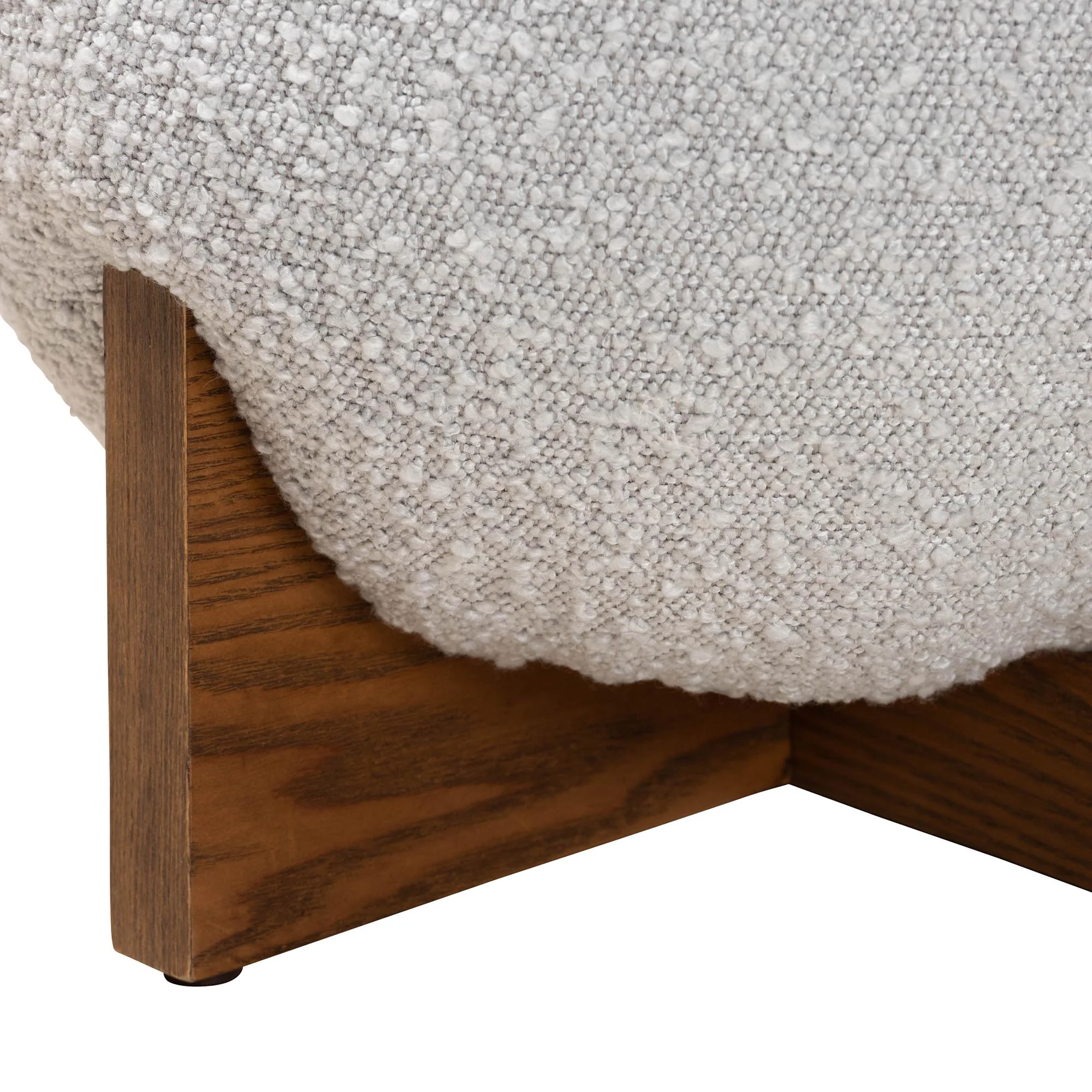 Baxton Studio Fisk Japandi Cream Boucle Fabric and Walnut Brown Finished Wood Ottoman Footstool - Image 12