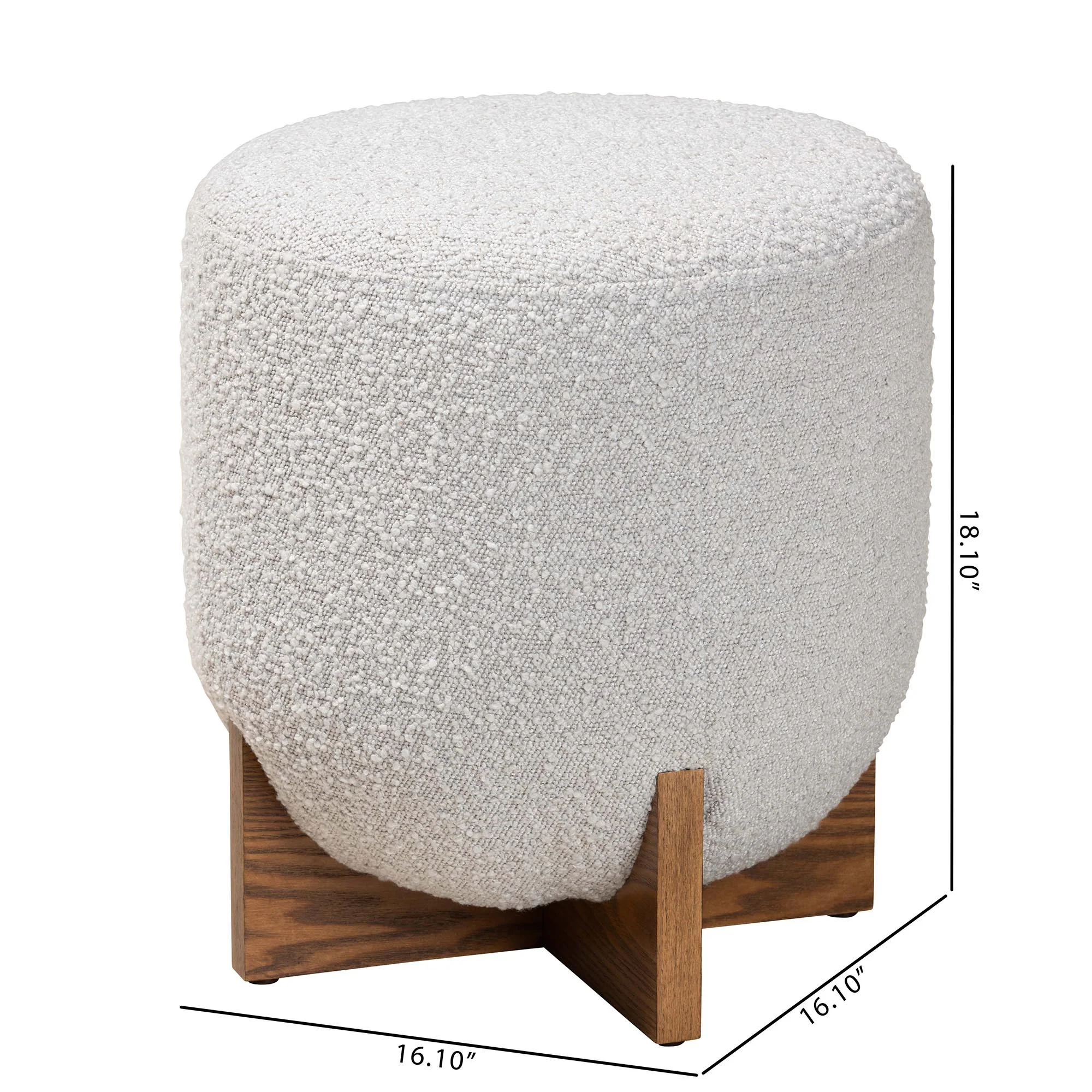 Baxton Studio Fisk Japandi Cream Boucle Fabric and Walnut Brown Finished Wood Ottoman Footstool - Image 16