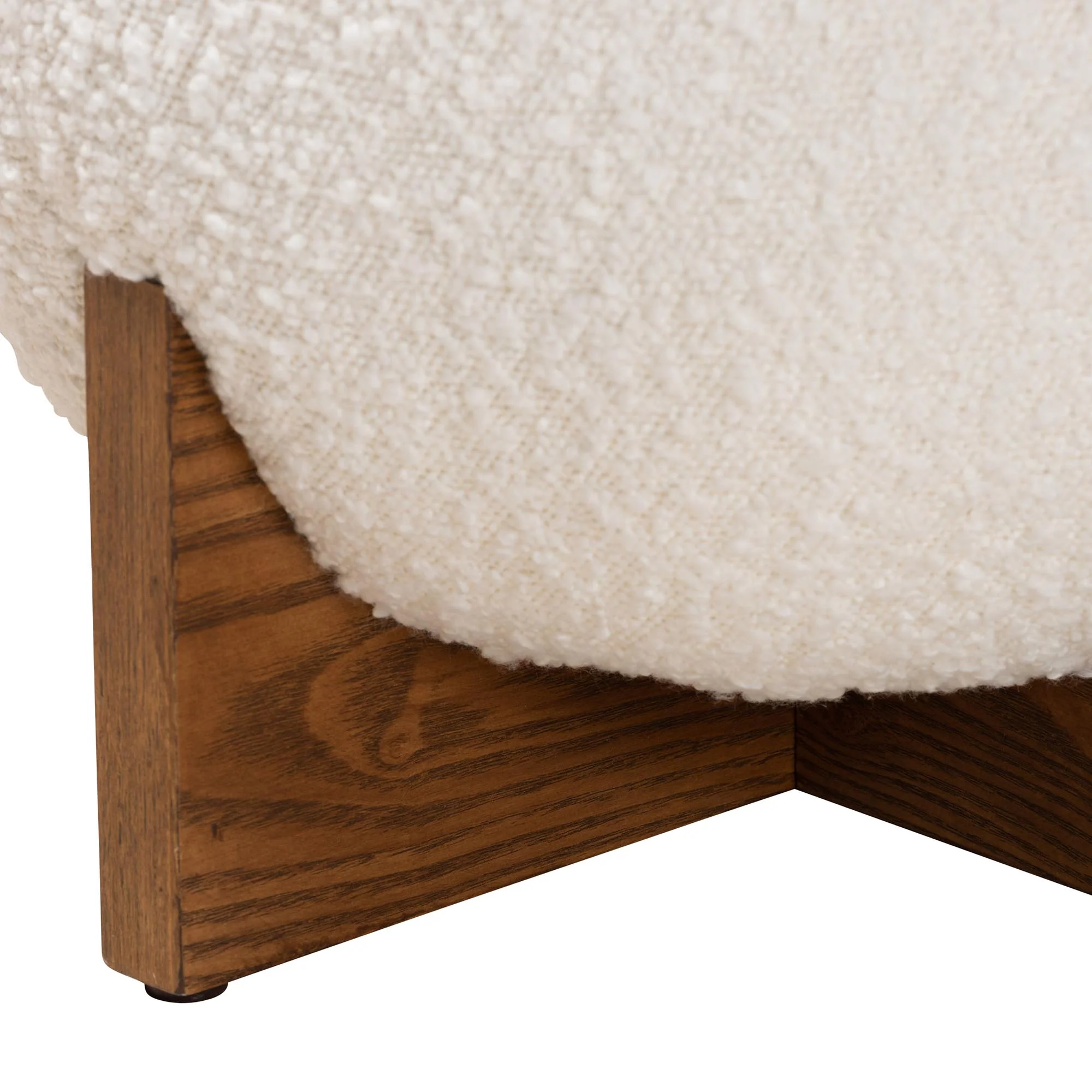 Baxton Studio Fisk Japandi Cream Boucle Fabric and Walnut Brown Finished Wood Ottoman Footstool - Image 4