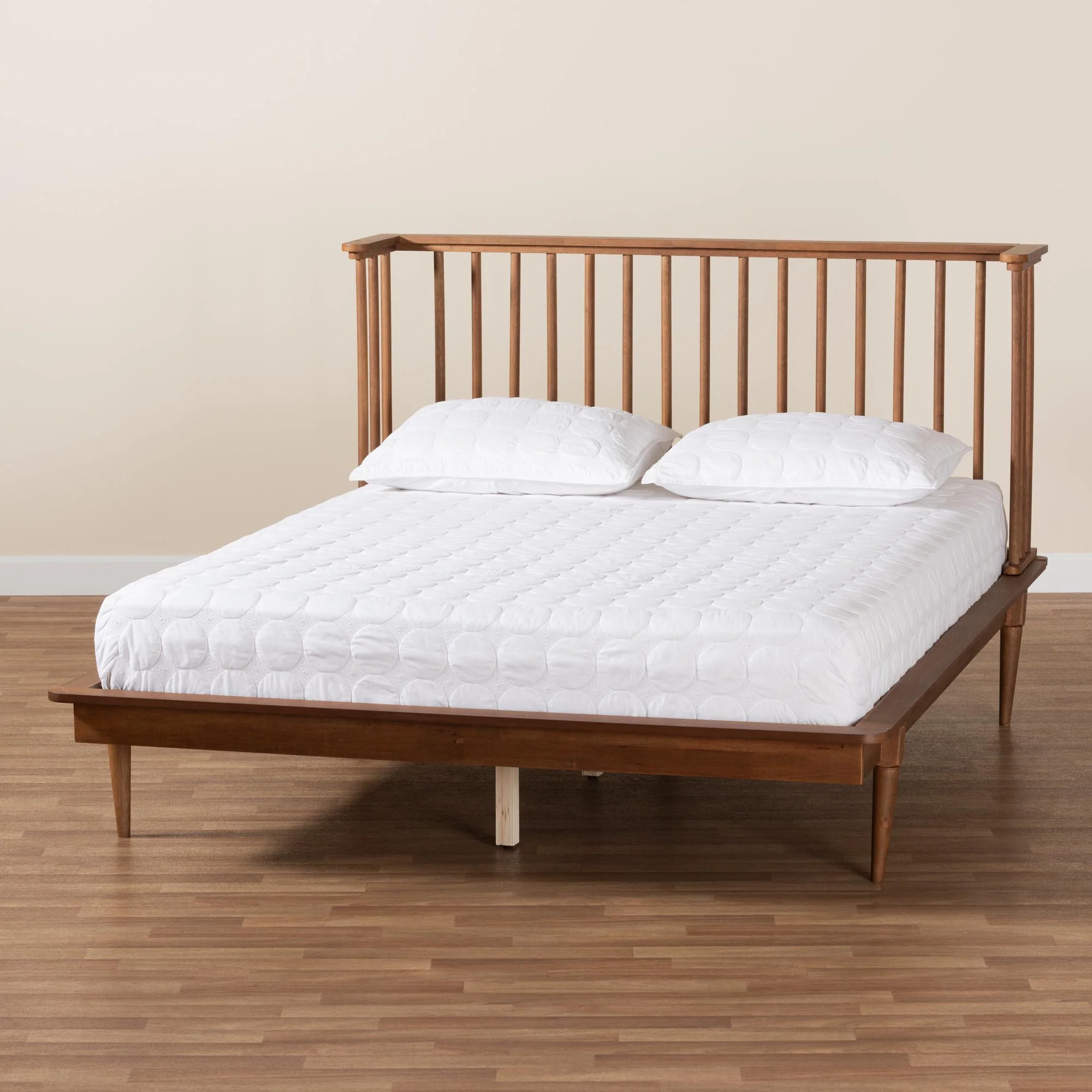 Baxton Studio Flint Mid-Century Modern Ash Walnut Finished Wood King Size Platform Bed - Image 10
