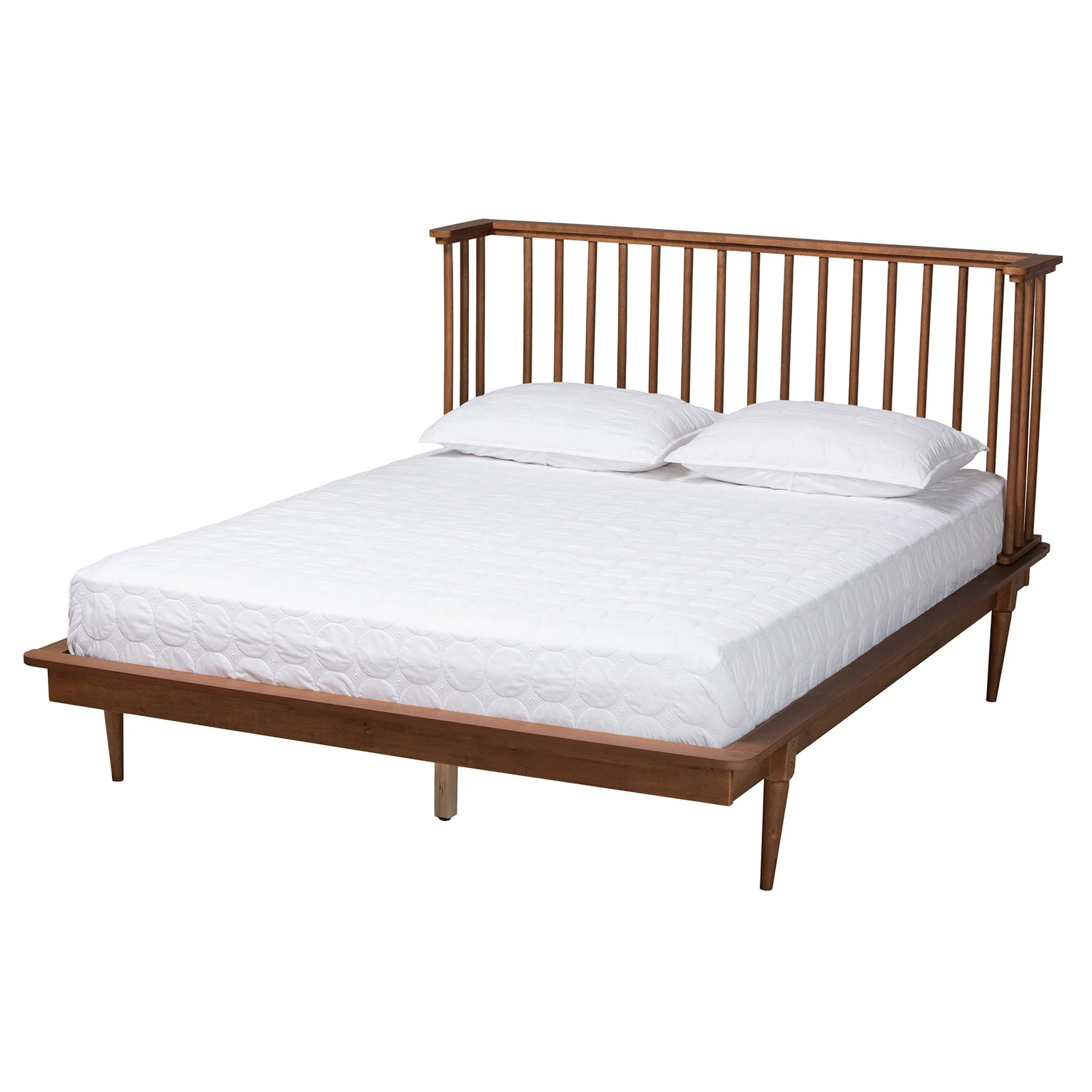 Baxton Studio Flint Mid-Century Modern Ash Walnut Finished Wood King Size Platform Bed - Image 2