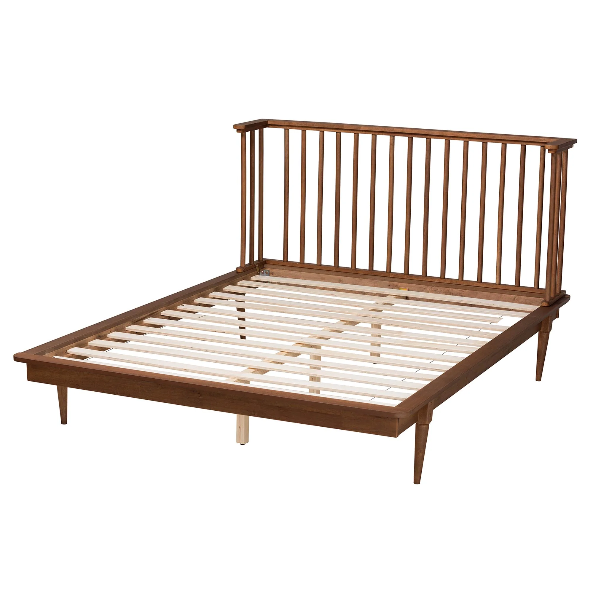 Baxton Studio Flint Mid-Century Modern Ash Walnut Finished Wood King Size Platform Bed - Image 4