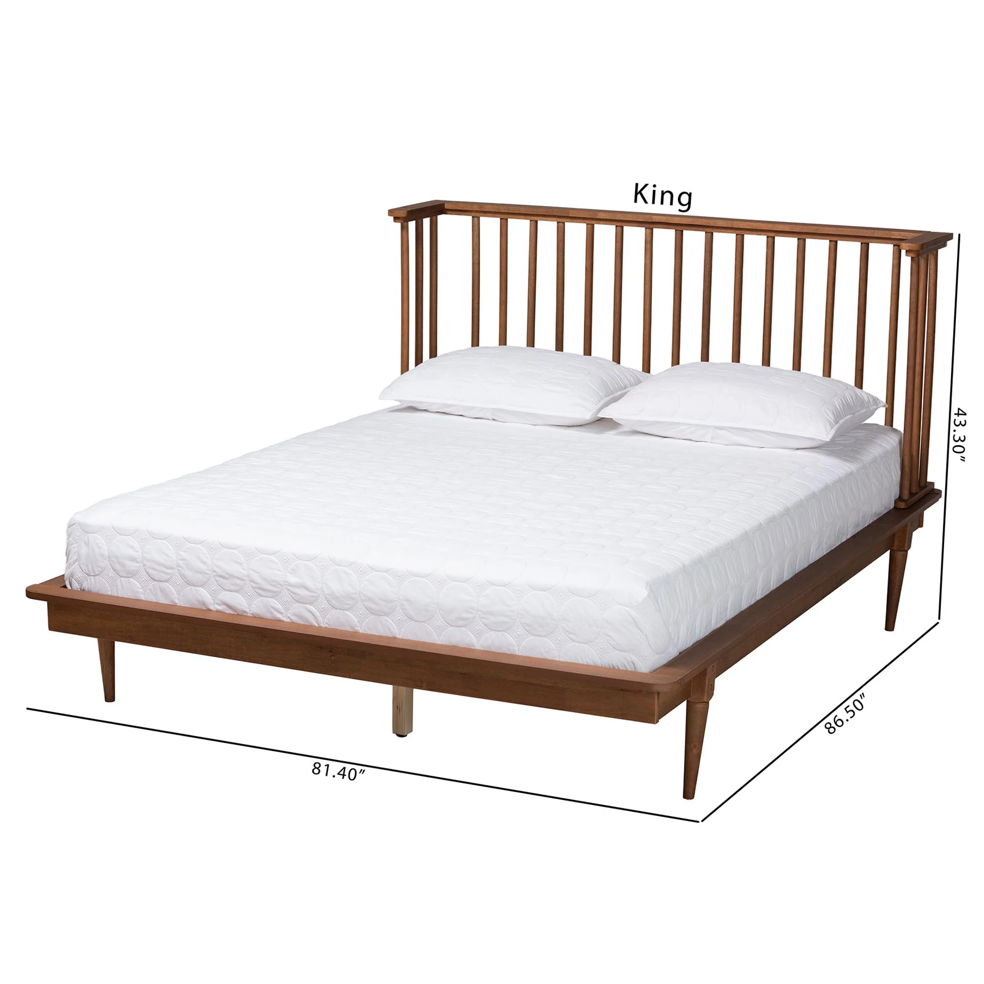 Baxton Studio Flint Mid-Century Modern Ash Walnut Finished Wood King Size Platform Bed - Image 9