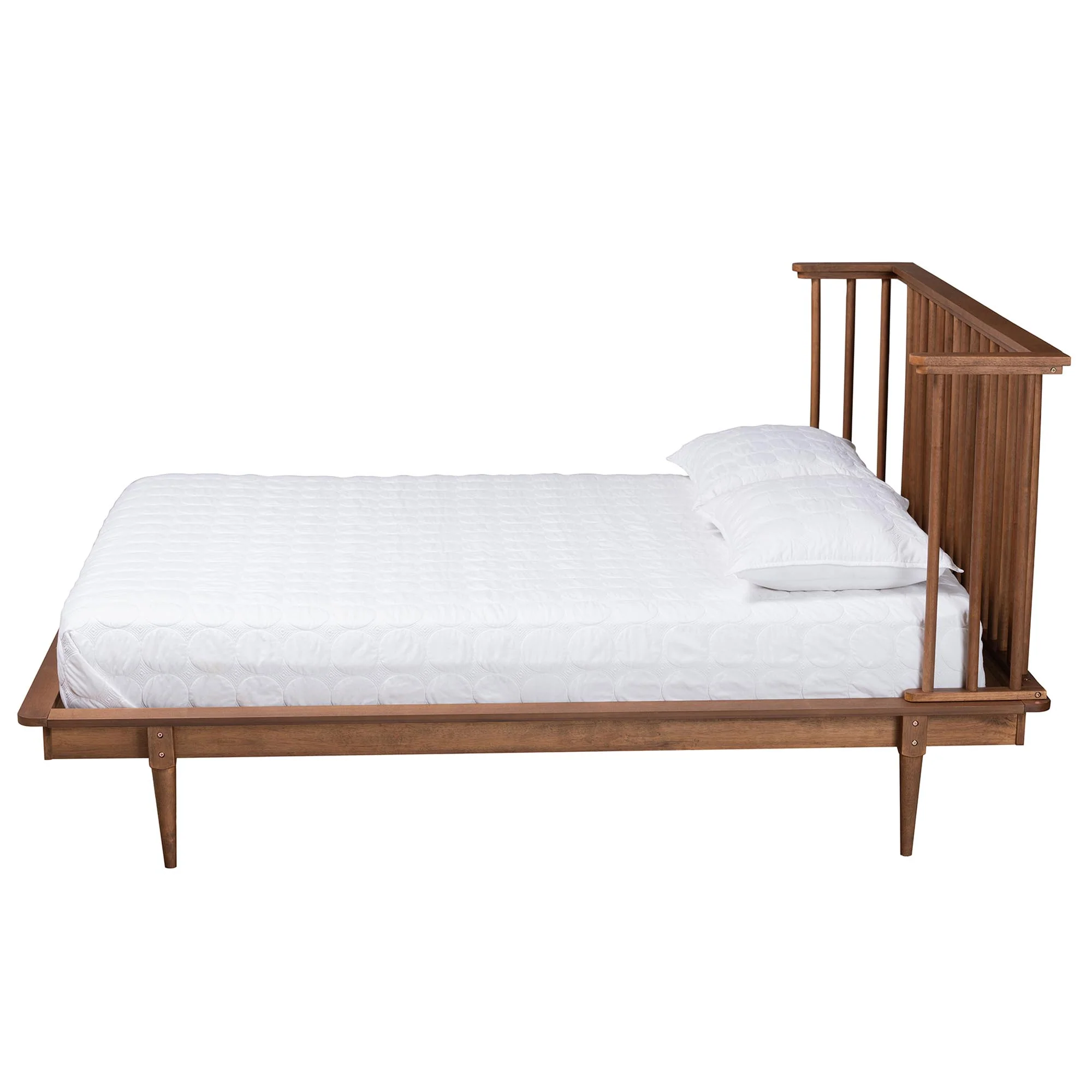 Baxton Studio Flint Mid-Century Modern Ash Walnut Finished Wood Queen Size Platform Bed - Image 3