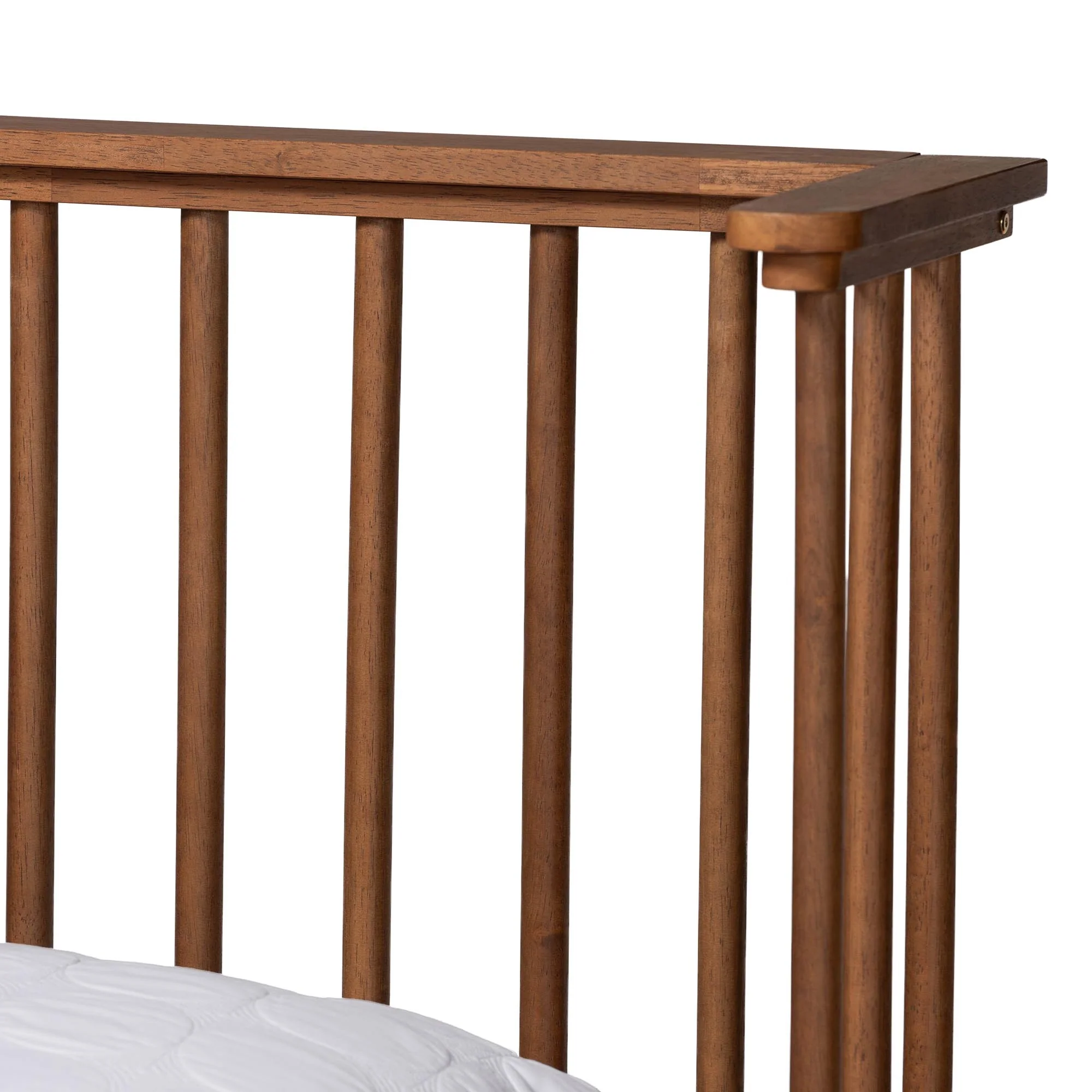 Baxton Studio Flint Mid-Century Modern Ash Walnut Finished Wood Queen Size Platform Bed - Image 5