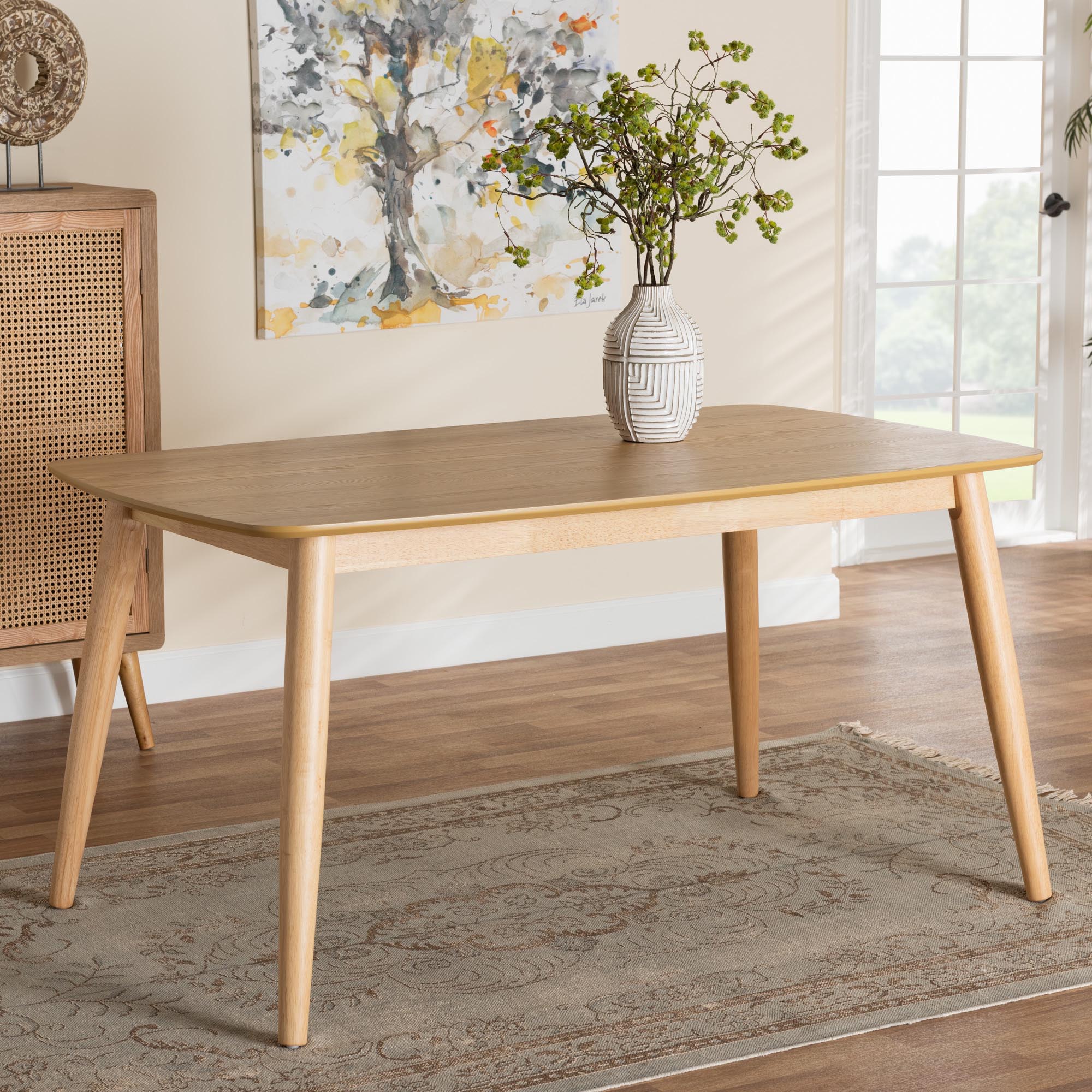 Baxton Studio Flora Mid-Century Modern Black Finished Wood Dining Table - Image 10